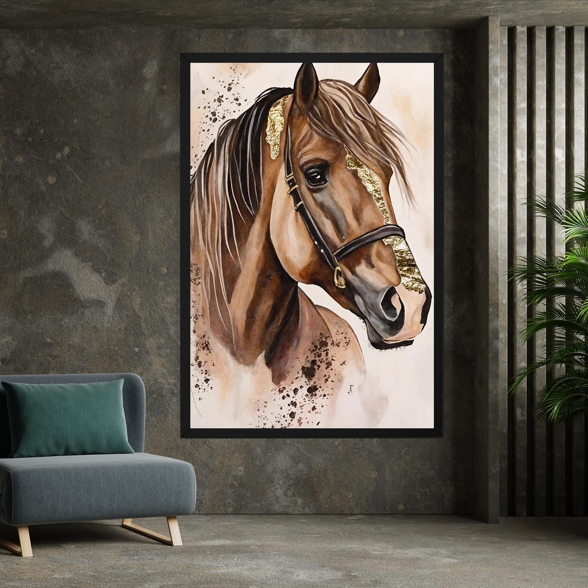 Tablou Canvas Gold Horse Painting mockup 7