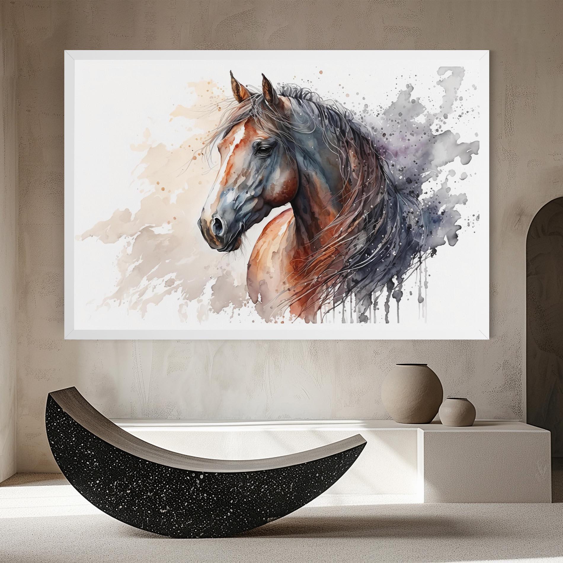 Tablou Canvas Black Brown Horse Painting mockup 8