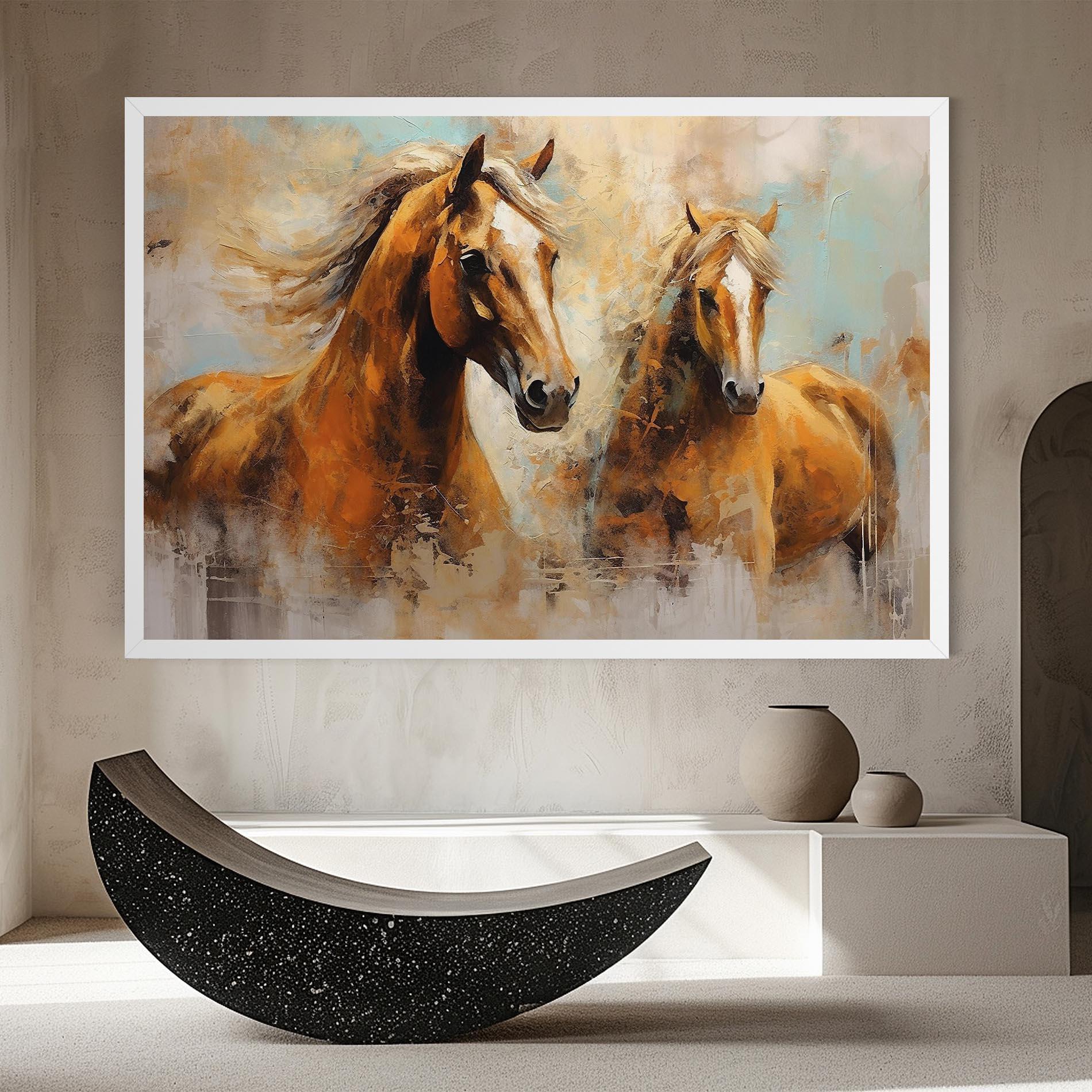 Tablou Canvas Brown Horses Staying mockup 8