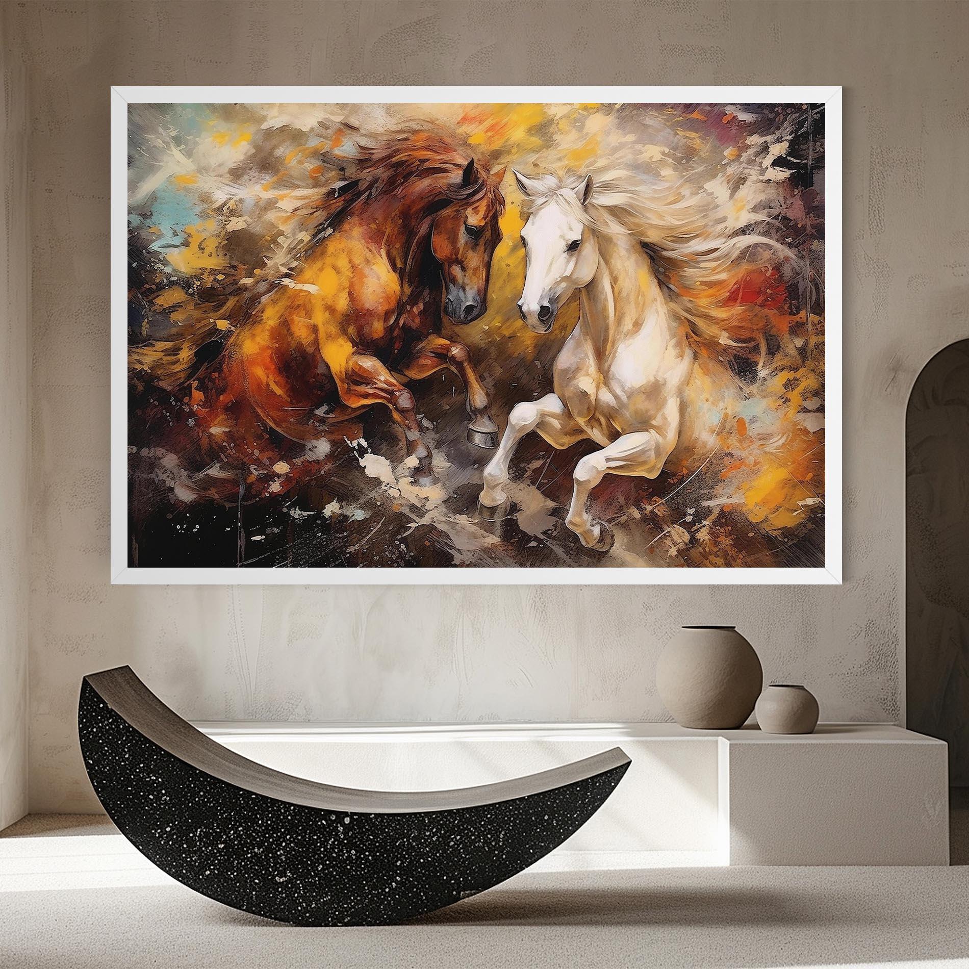 Tablou Canvas Brown White Horses mockup 8