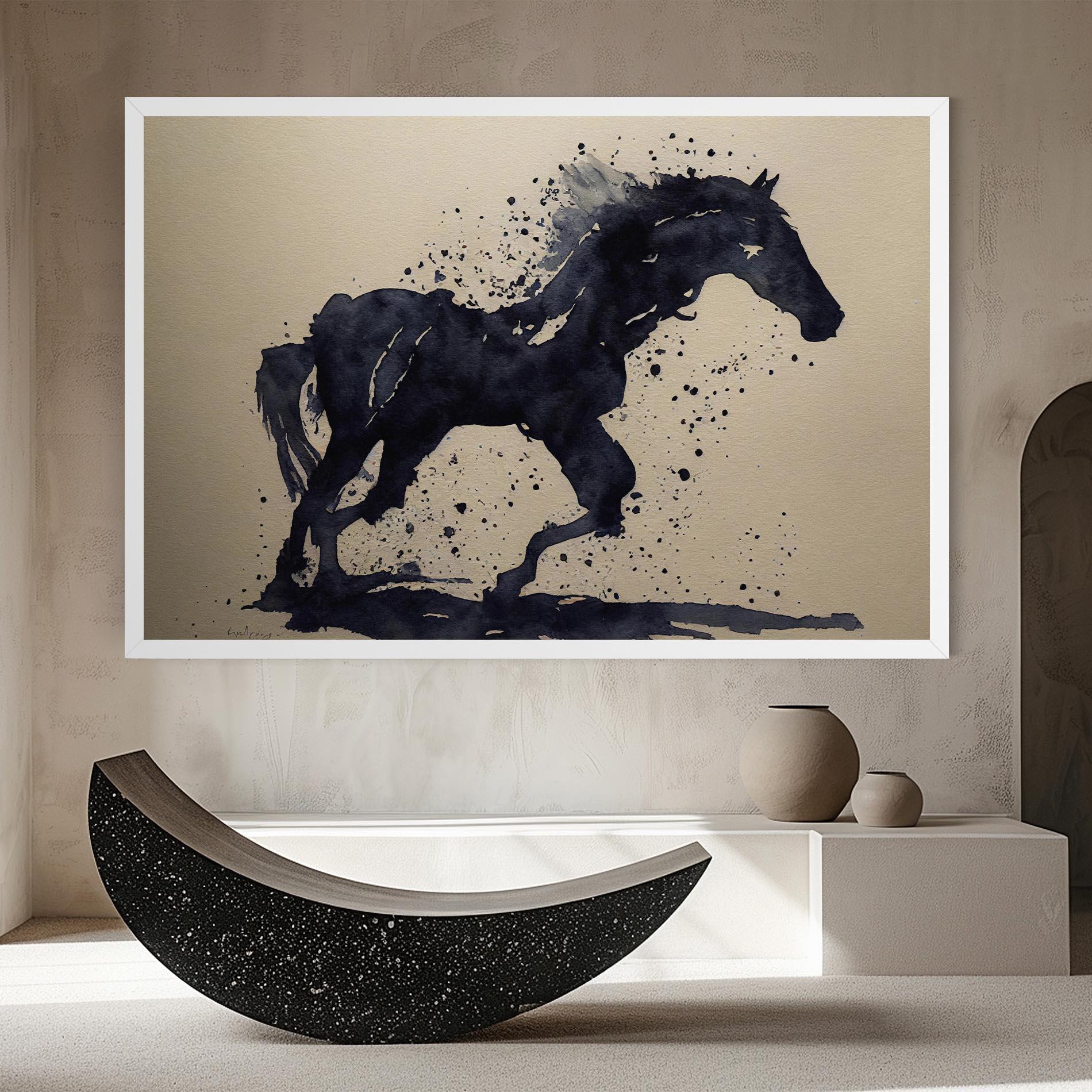 Tablou Canvas Watercolor Black Horse mockup 8