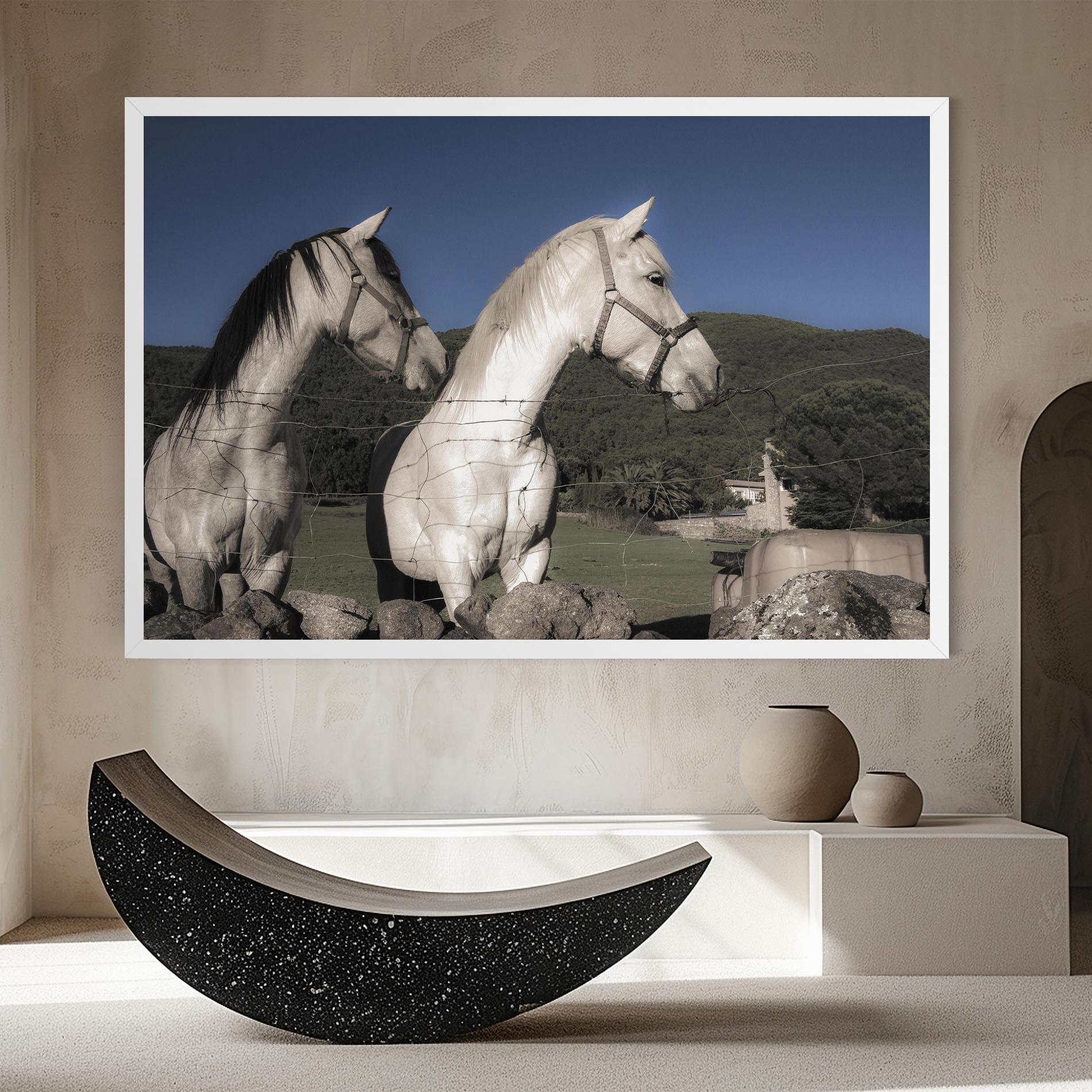 Tablou Canvas White Grey Horse mockup 8