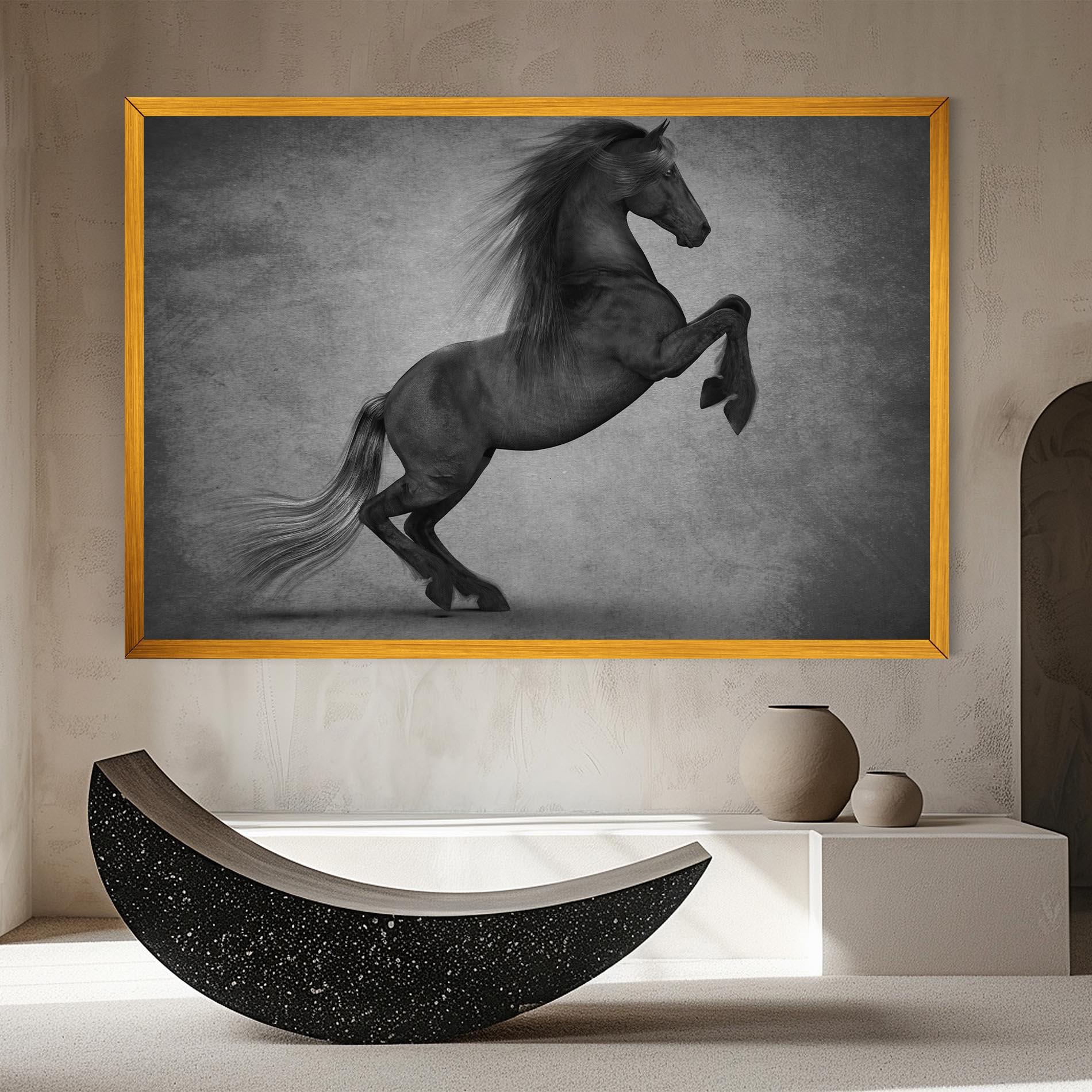 Tablou Canvas Black Horse Jumping mockup 8
