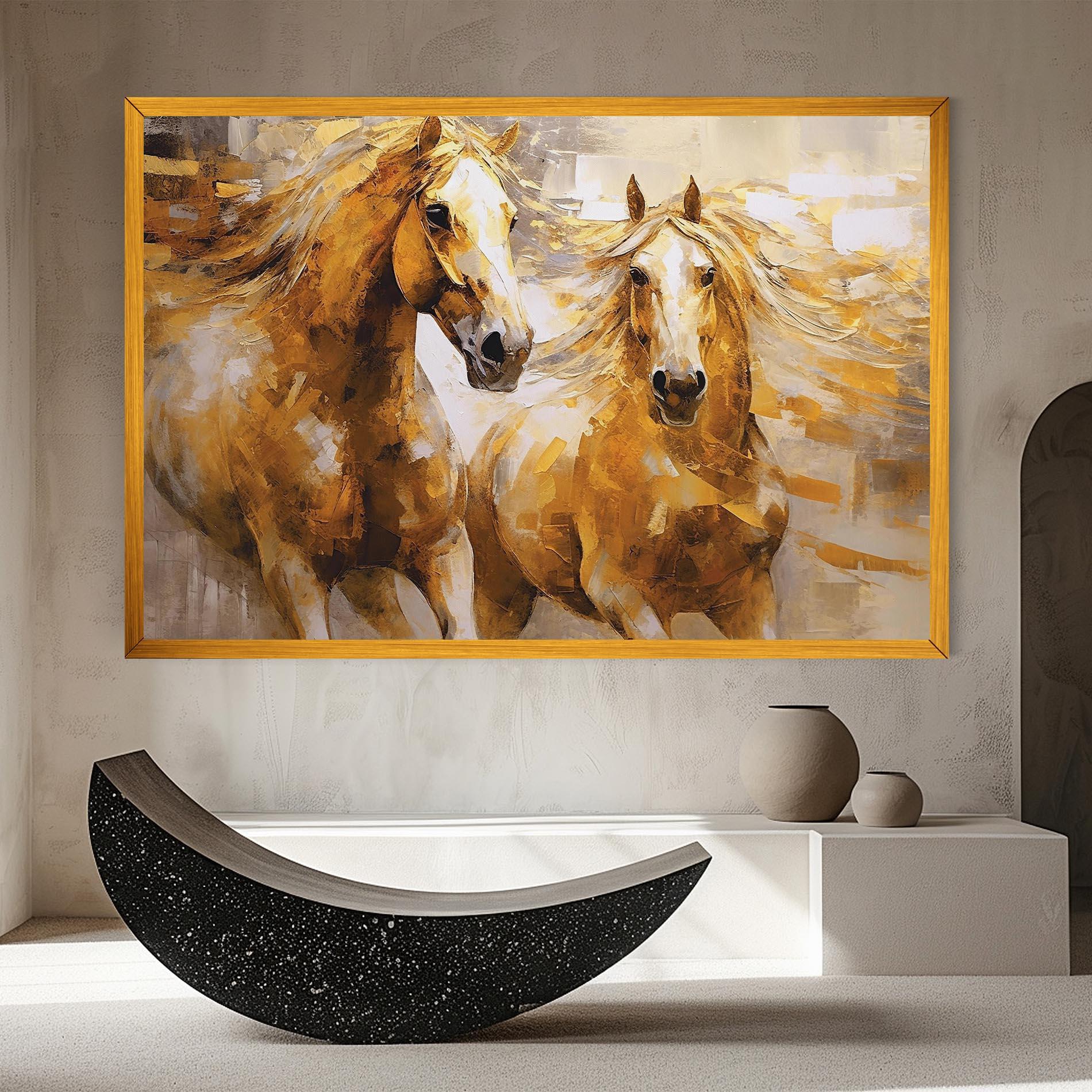 Tablou Canvas Golden Brown Horses mockup 8