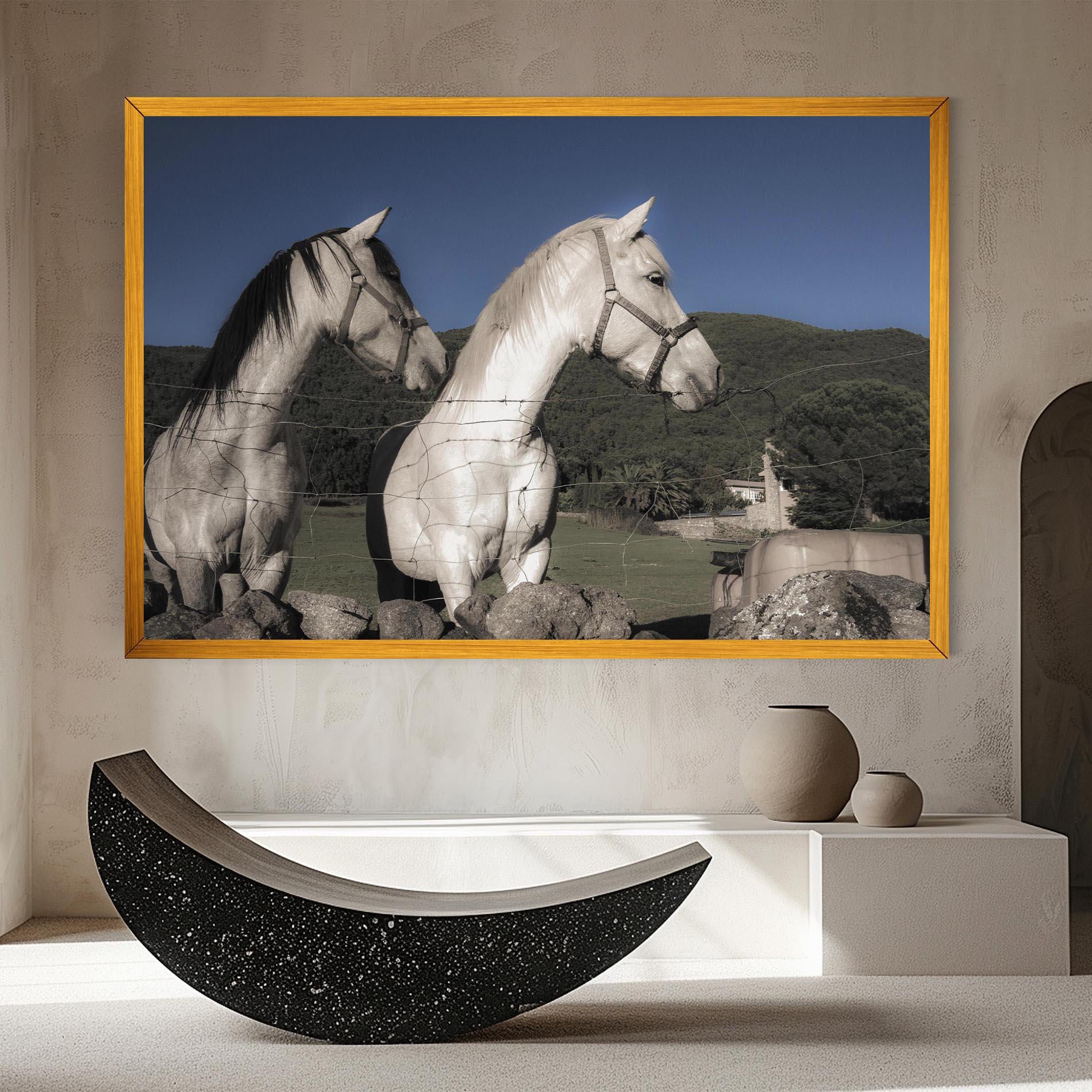 Tablou Canvas White Grey Horse mockup 8