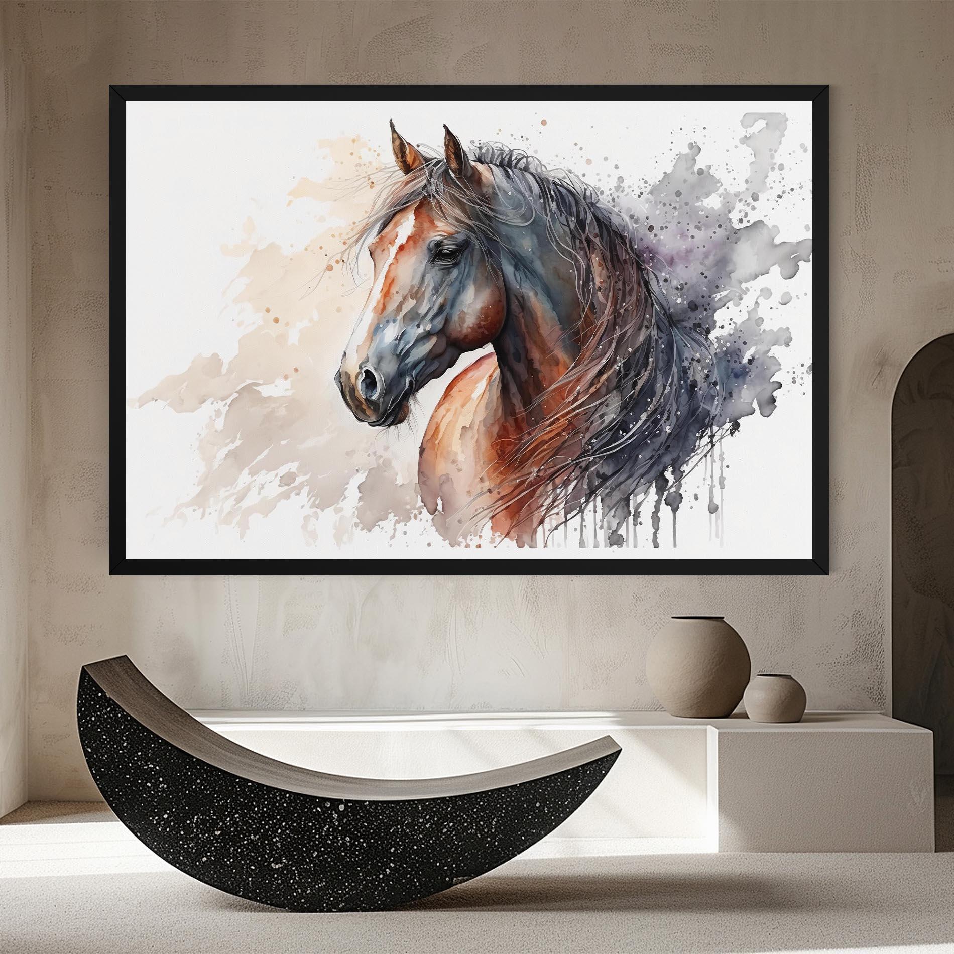 Tablou Canvas Black Brown Horse Painting mockup 8