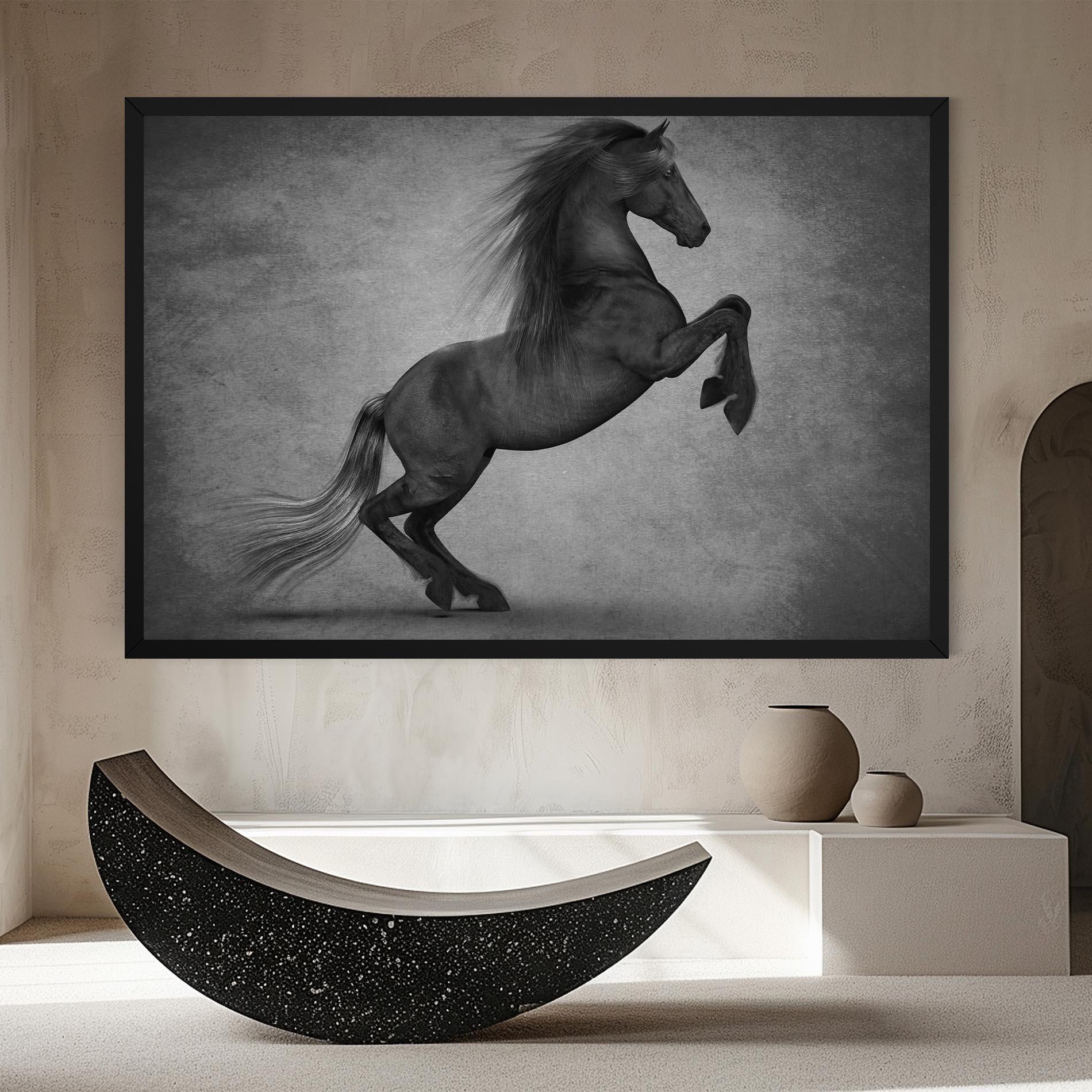 Tablou Canvas Black Horse Jumping mockup 8