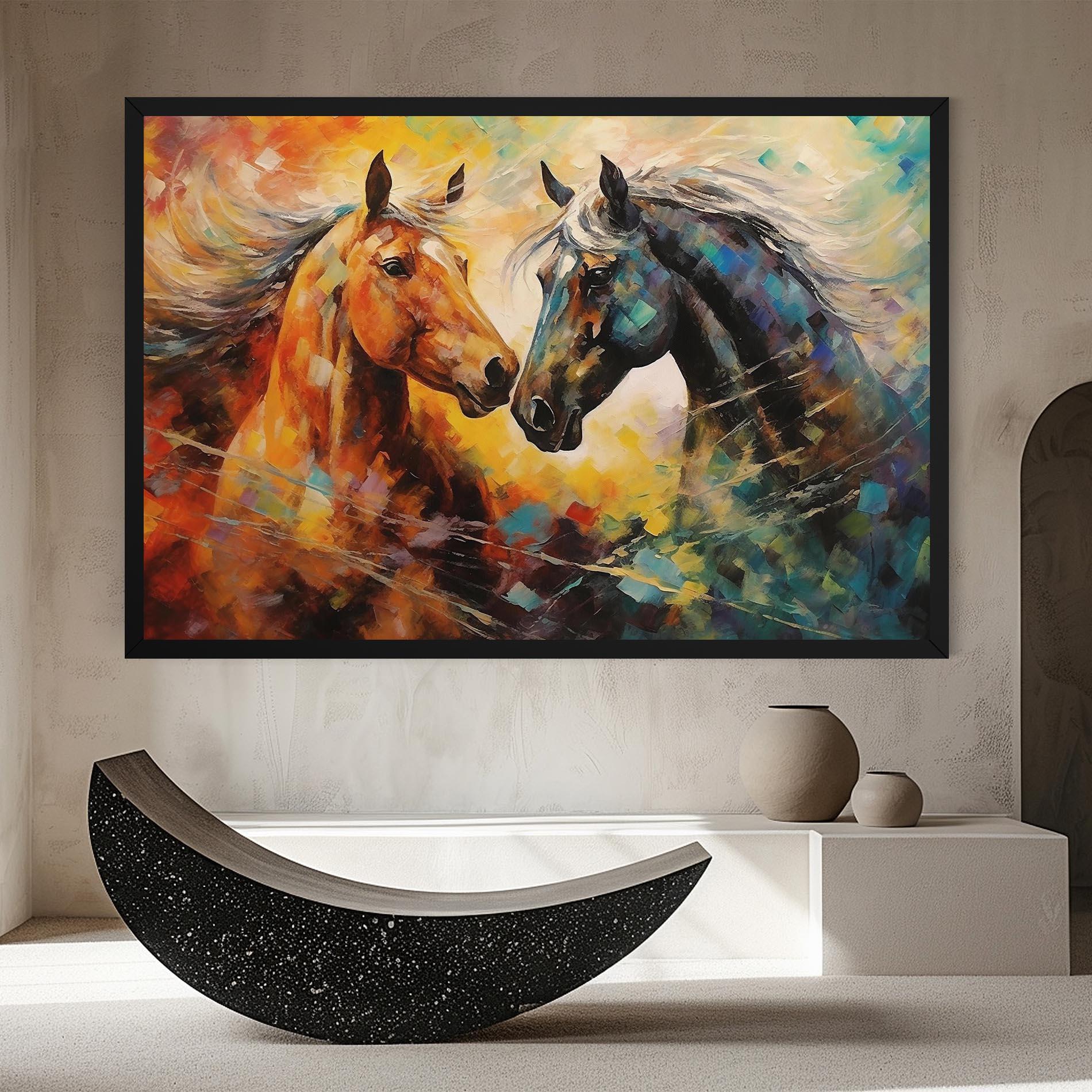 Tablou Canvas Brown Black Horses mockup 8