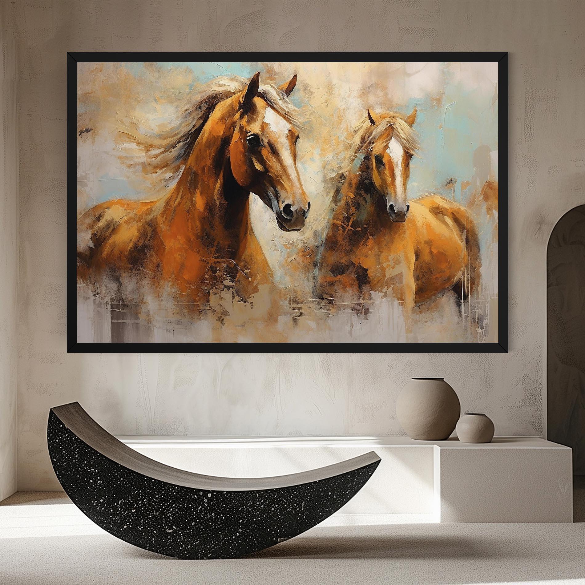 Tablou Canvas Brown Horses Staying mockup 8