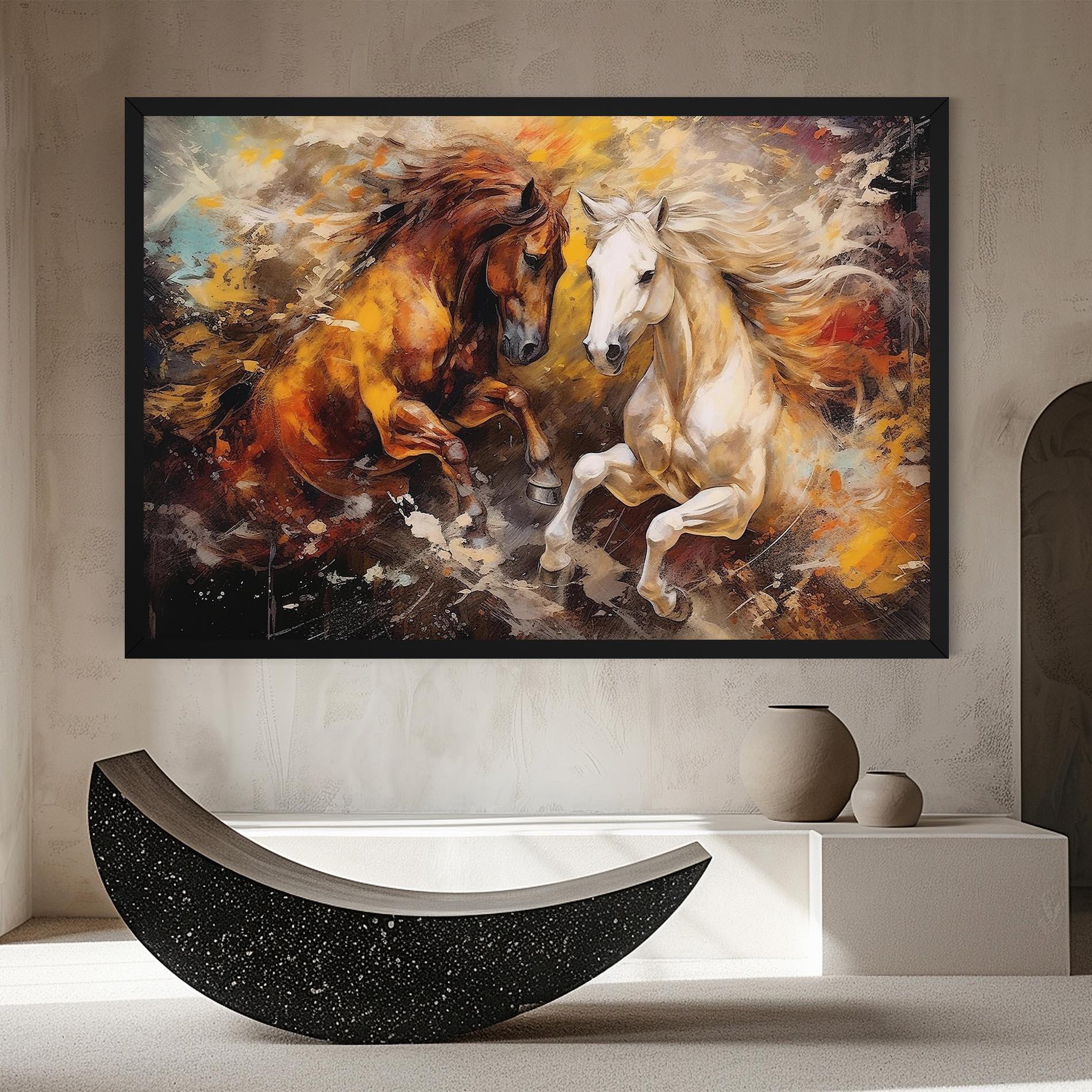 Tablou Canvas Brown White Horses mockup 8