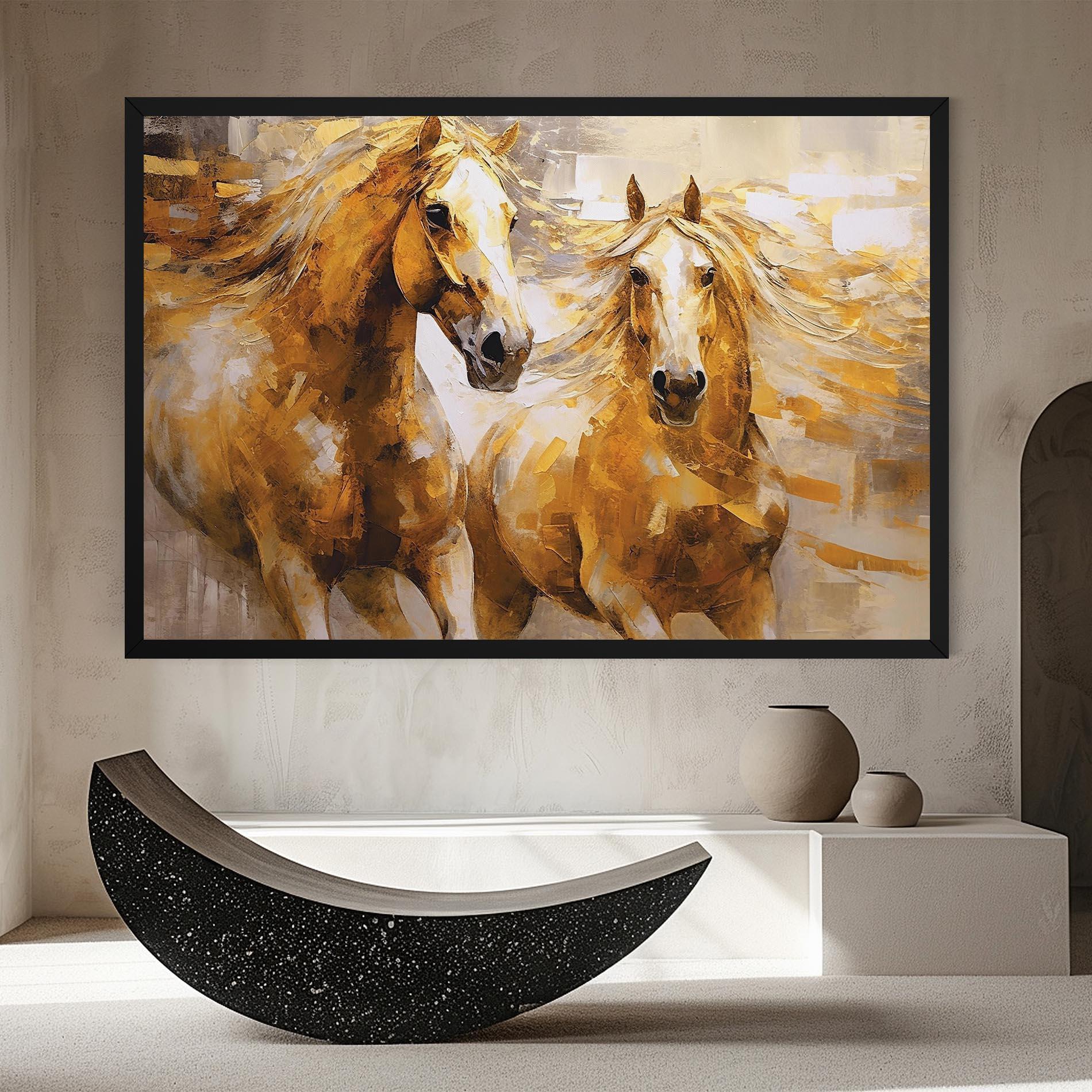 Tablou Canvas Golden Brown Horses mockup 8