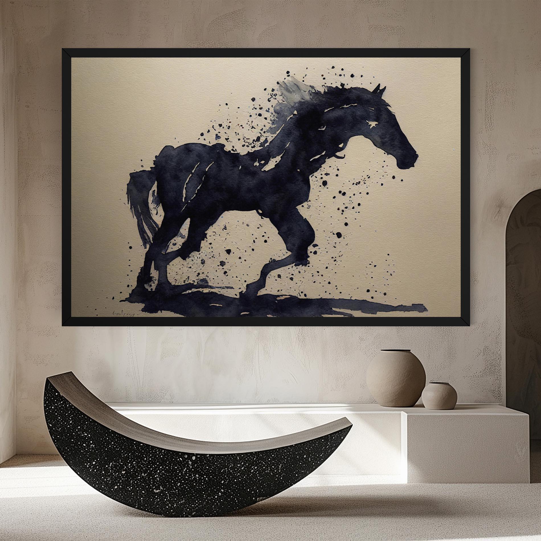 Tablou Canvas Watercolor Black Horse mockup 8