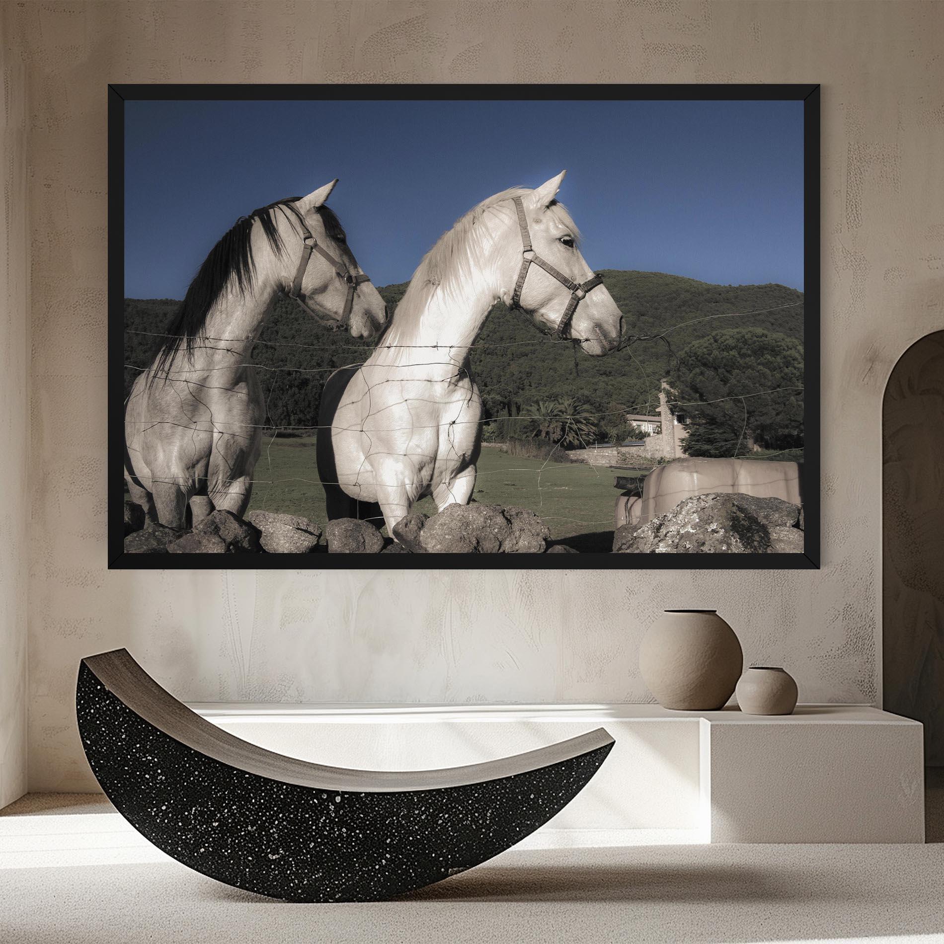 Tablou Canvas White Grey Horse mockup 8