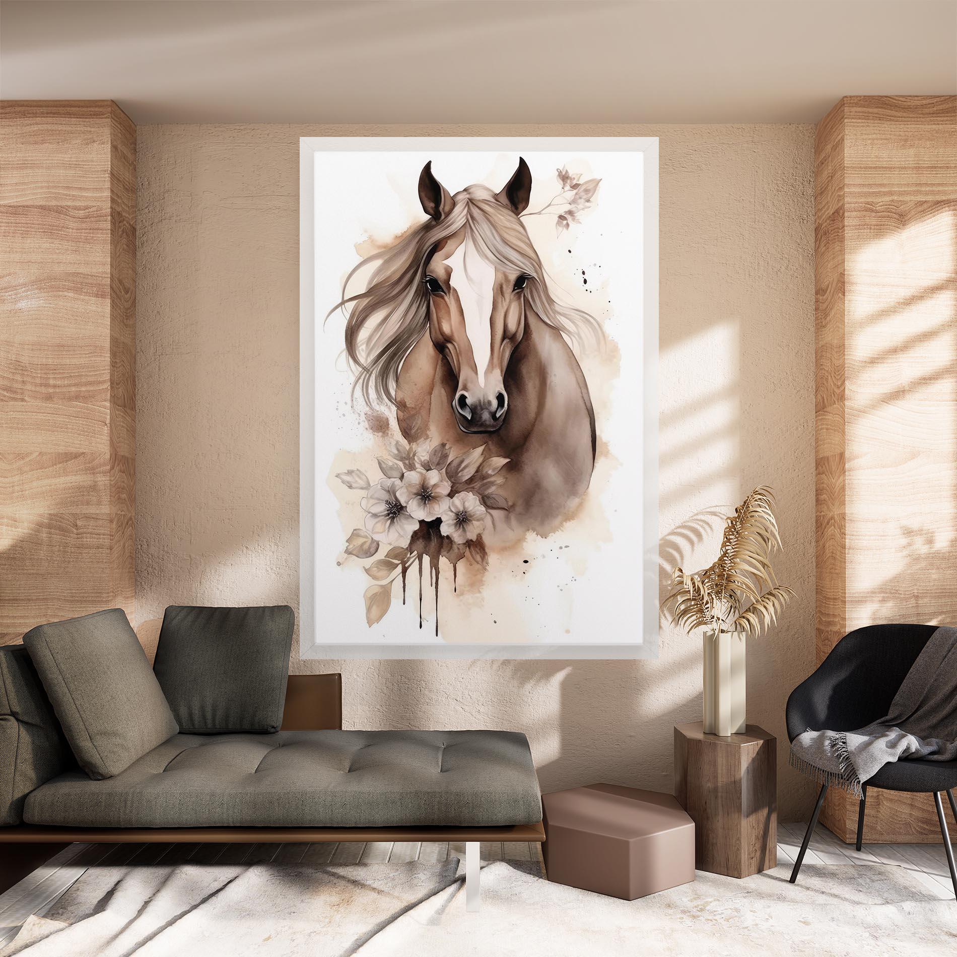 Tablou Canvas Flower Brown Horse mockup 8