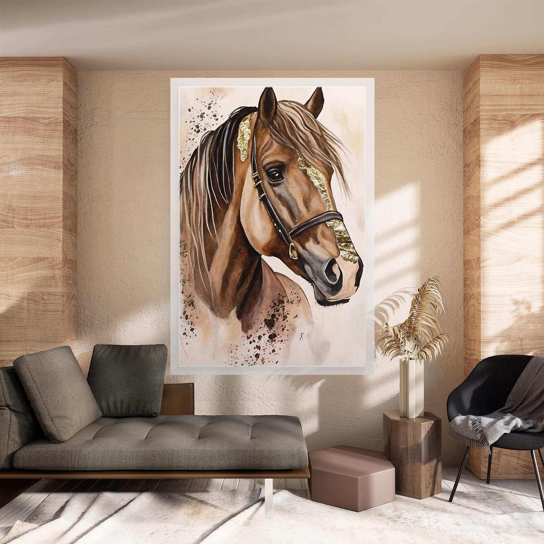 Tablou Canvas Gold Horse Painting mockup 8