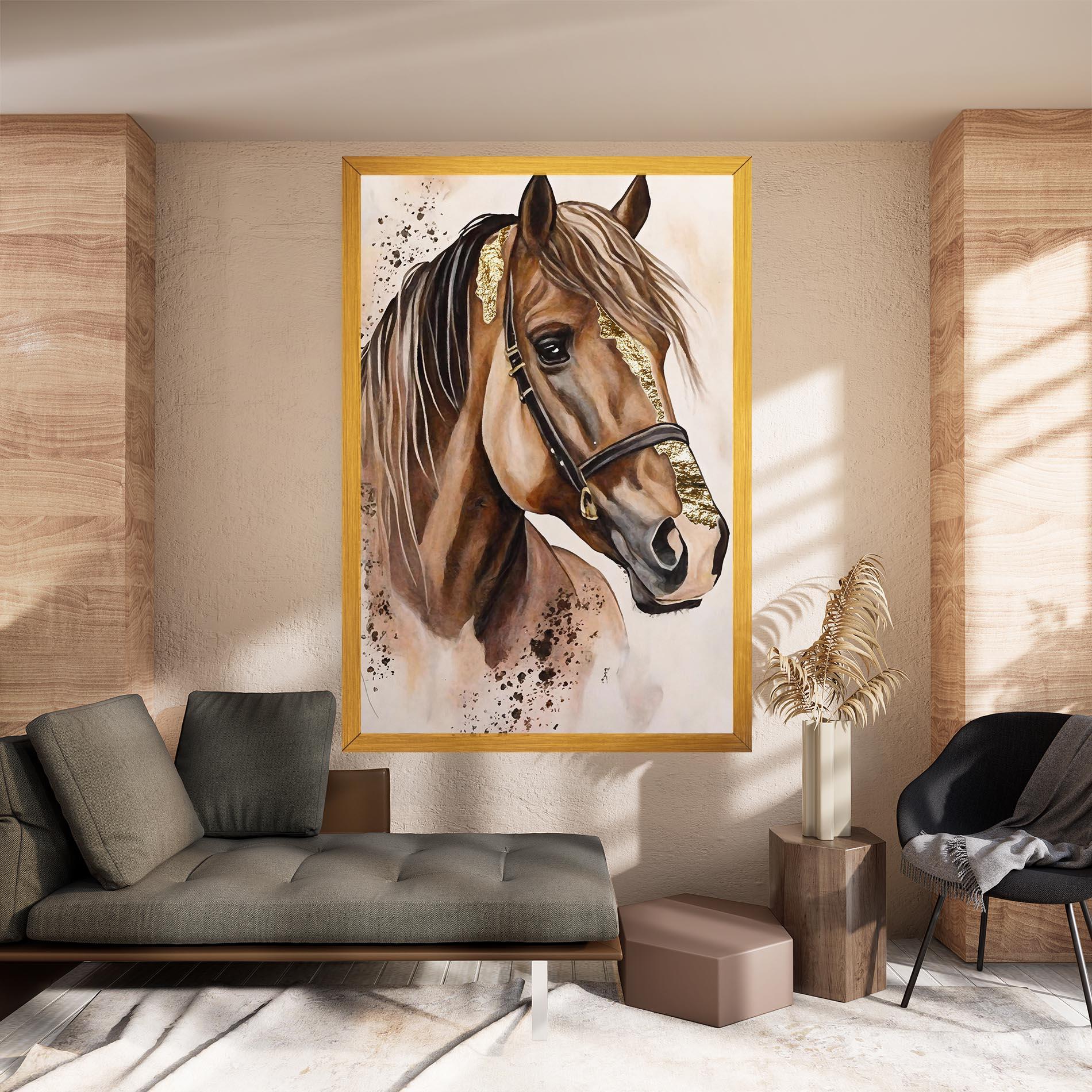 Tablou Canvas Gold Horse Painting mockup 8