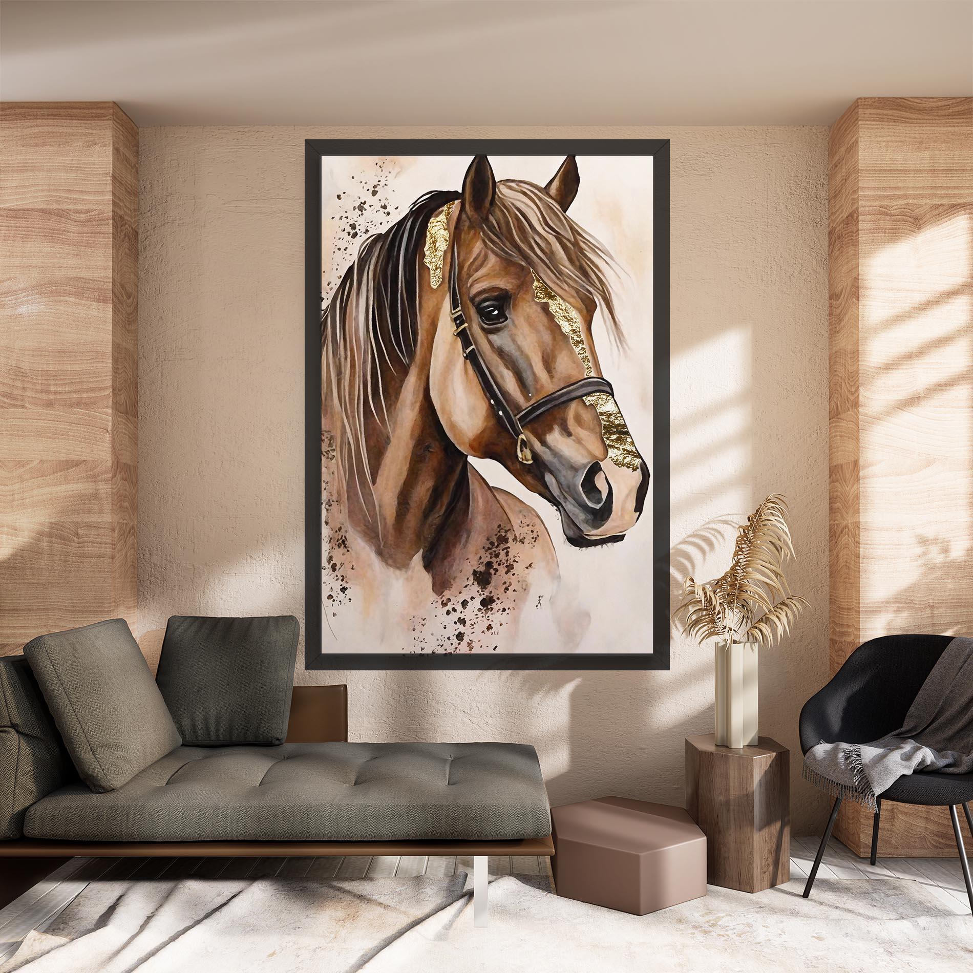 Tablou Canvas Gold Horse Painting mockup 8