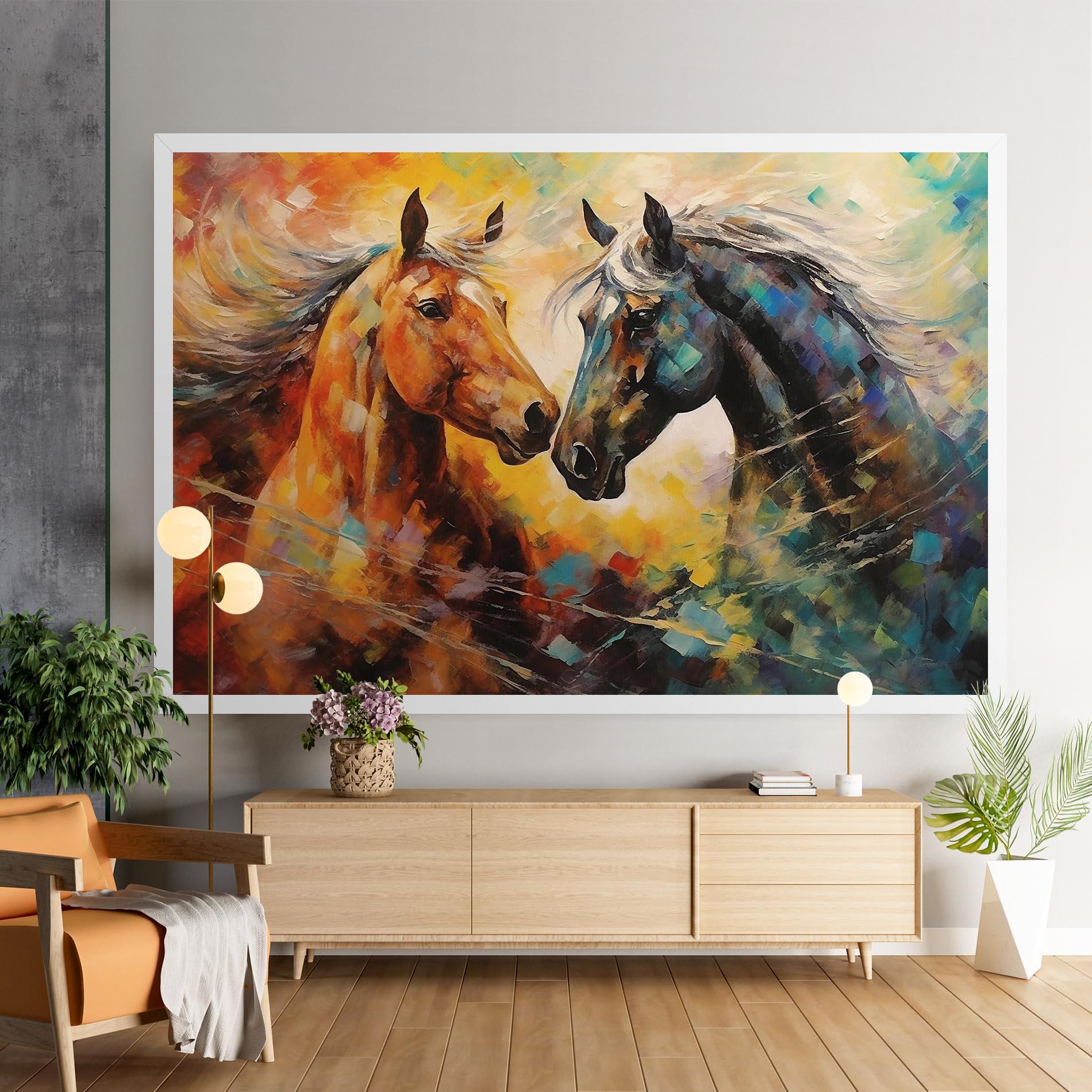 Tablou Canvas Brown Black Horses mockup 9