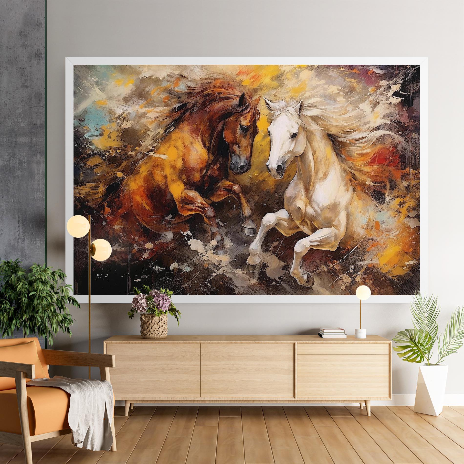 Tablou Canvas Brown White Horses mockup 9