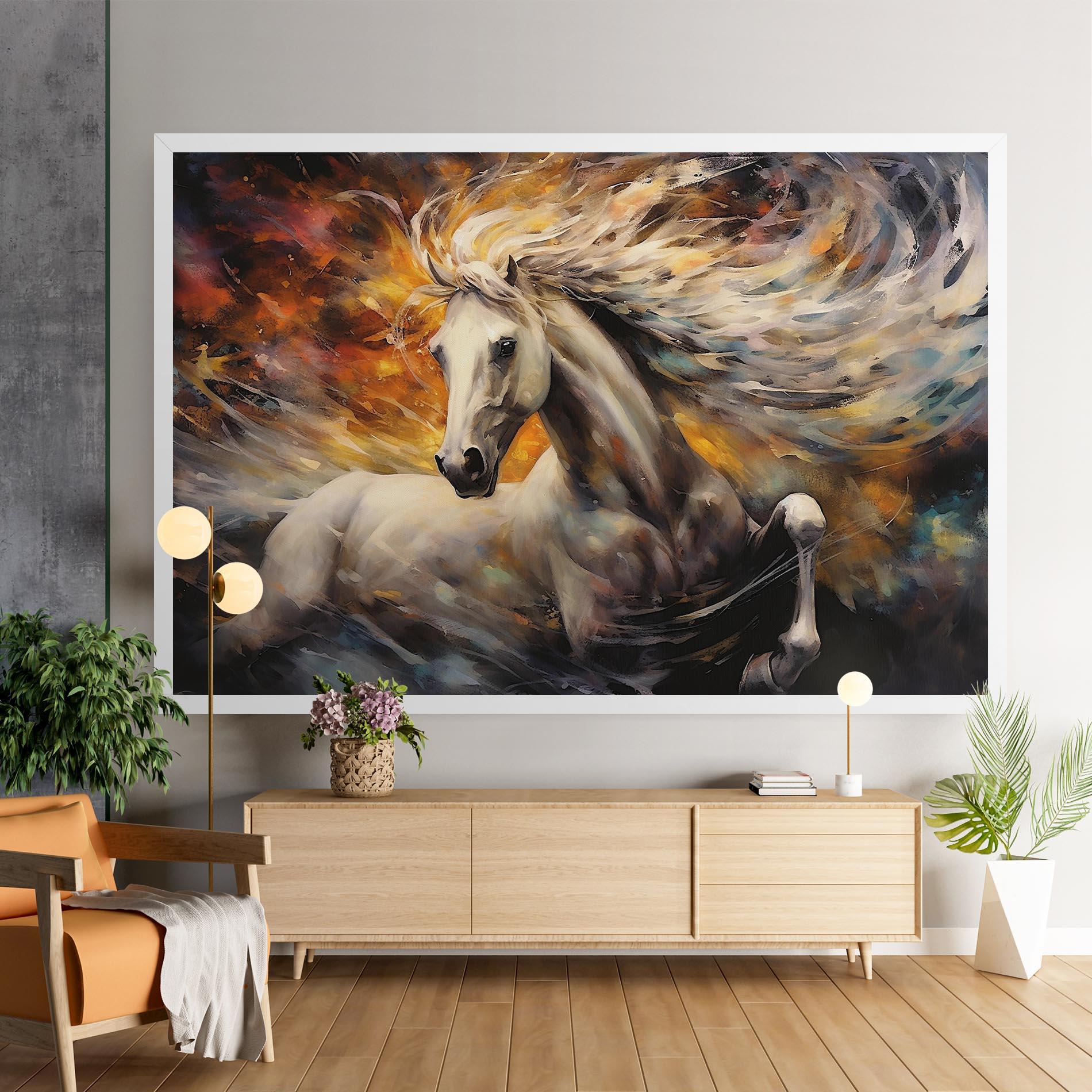 Tablou Canvas White Horse Painting mockup 9