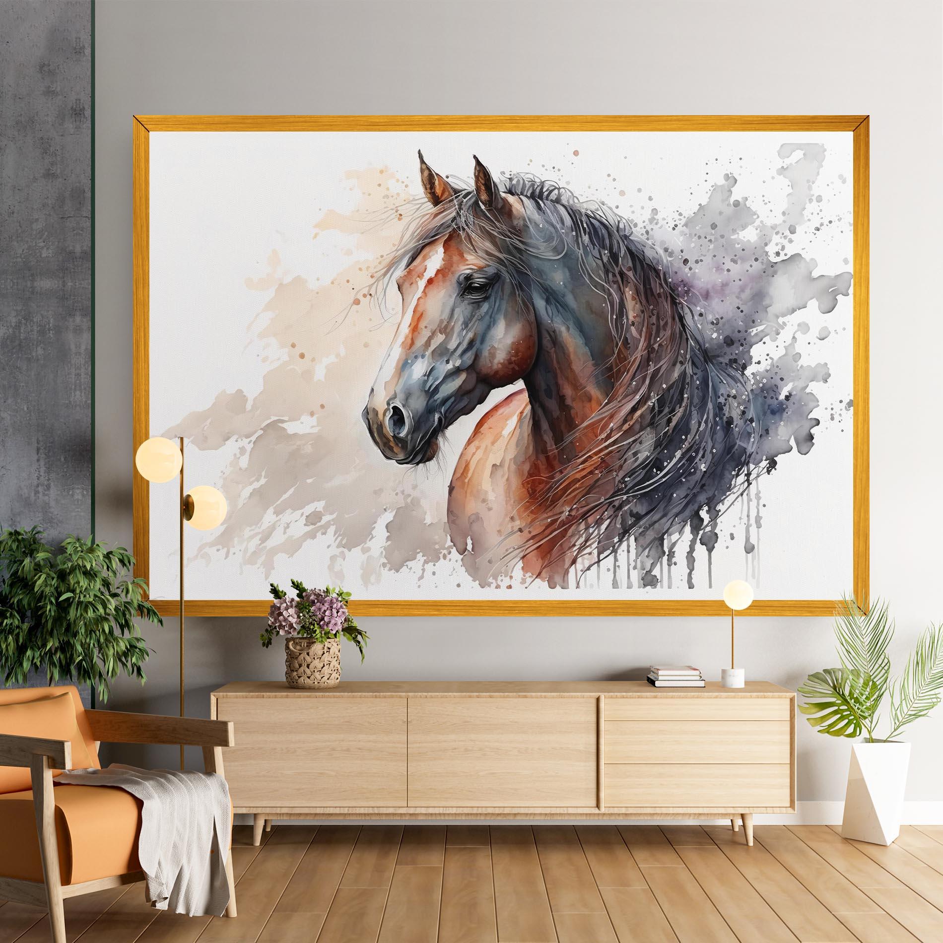 Tablou Canvas Black Brown Horse Painting mockup 9