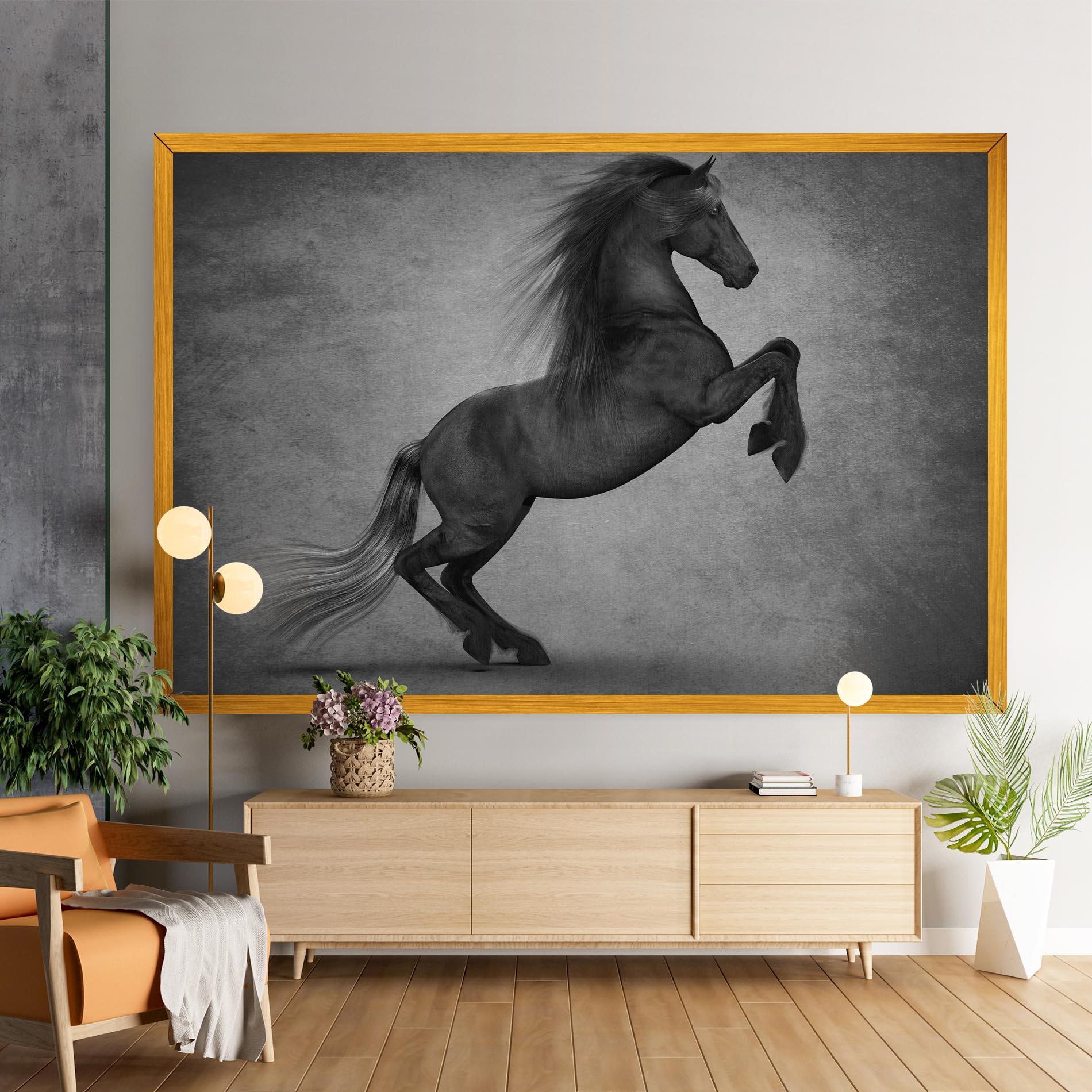 Tablou Canvas Black Horse Jumping mockup 9