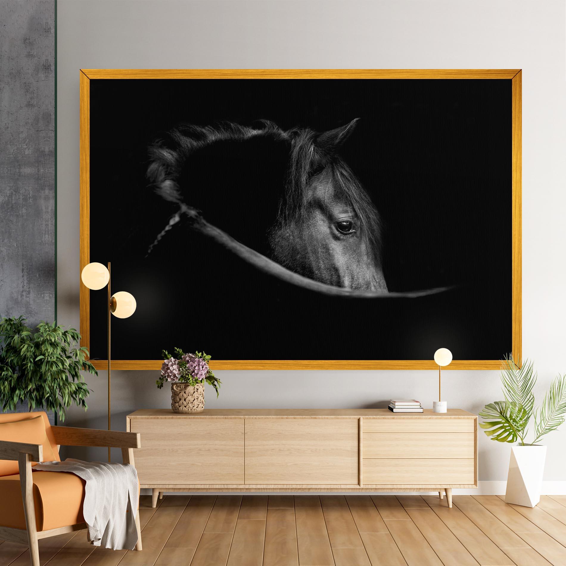 Tablou Canvas Black Horse Looking mockup 9