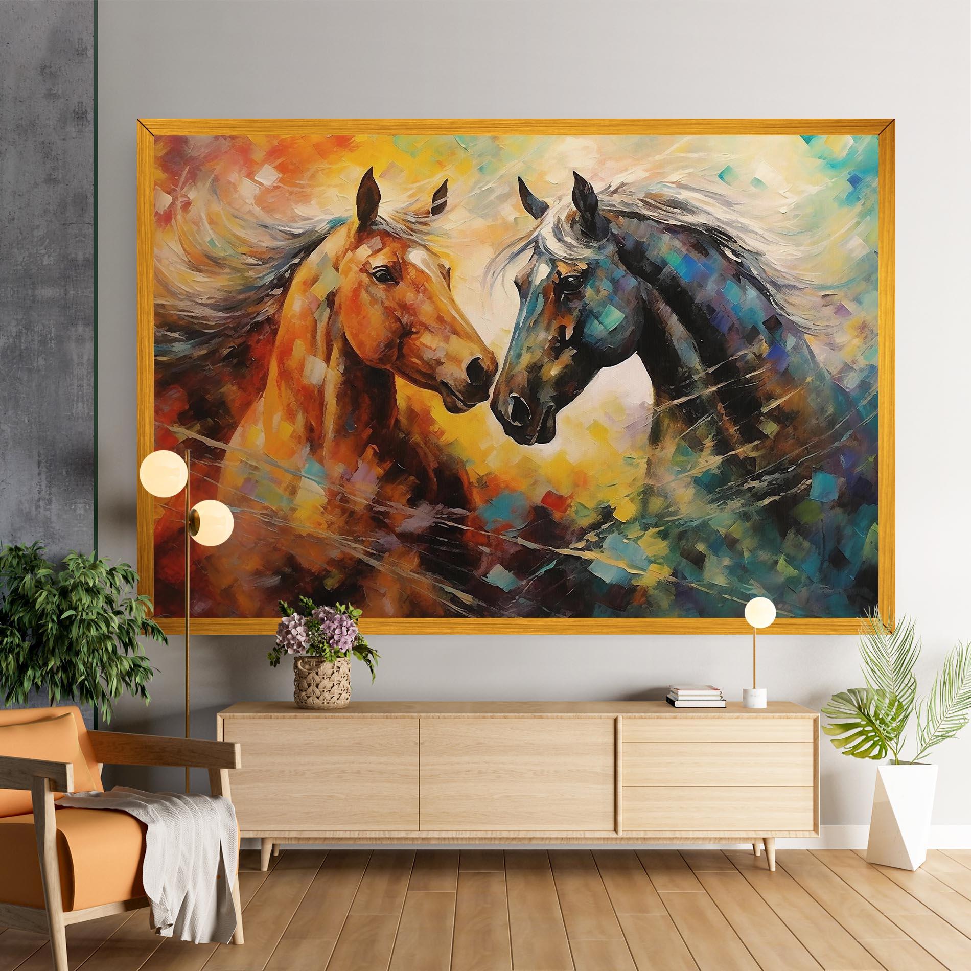 Tablou Canvas Brown Black Horses mockup 9