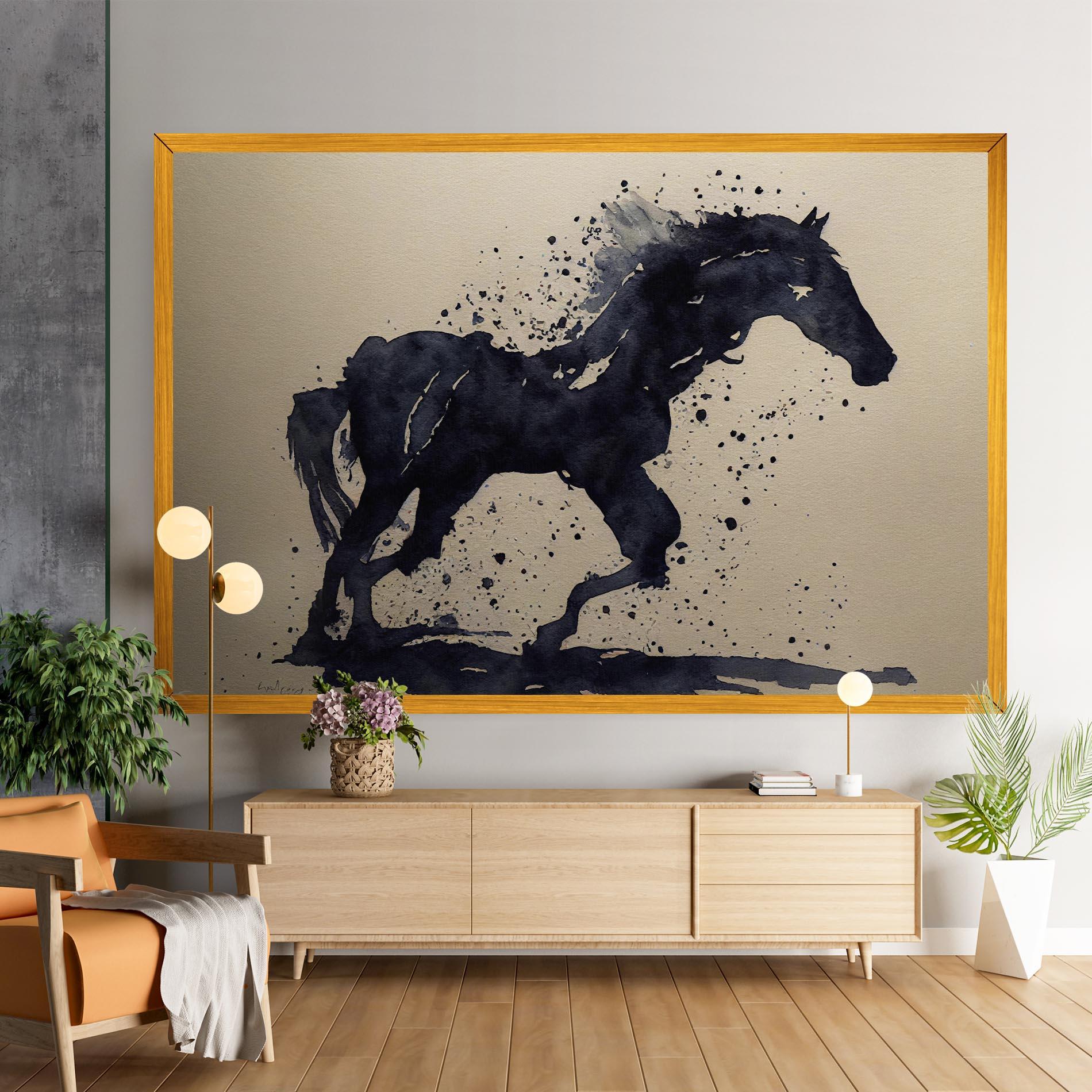 Tablou Canvas Watercolor Black Horse mockup 9