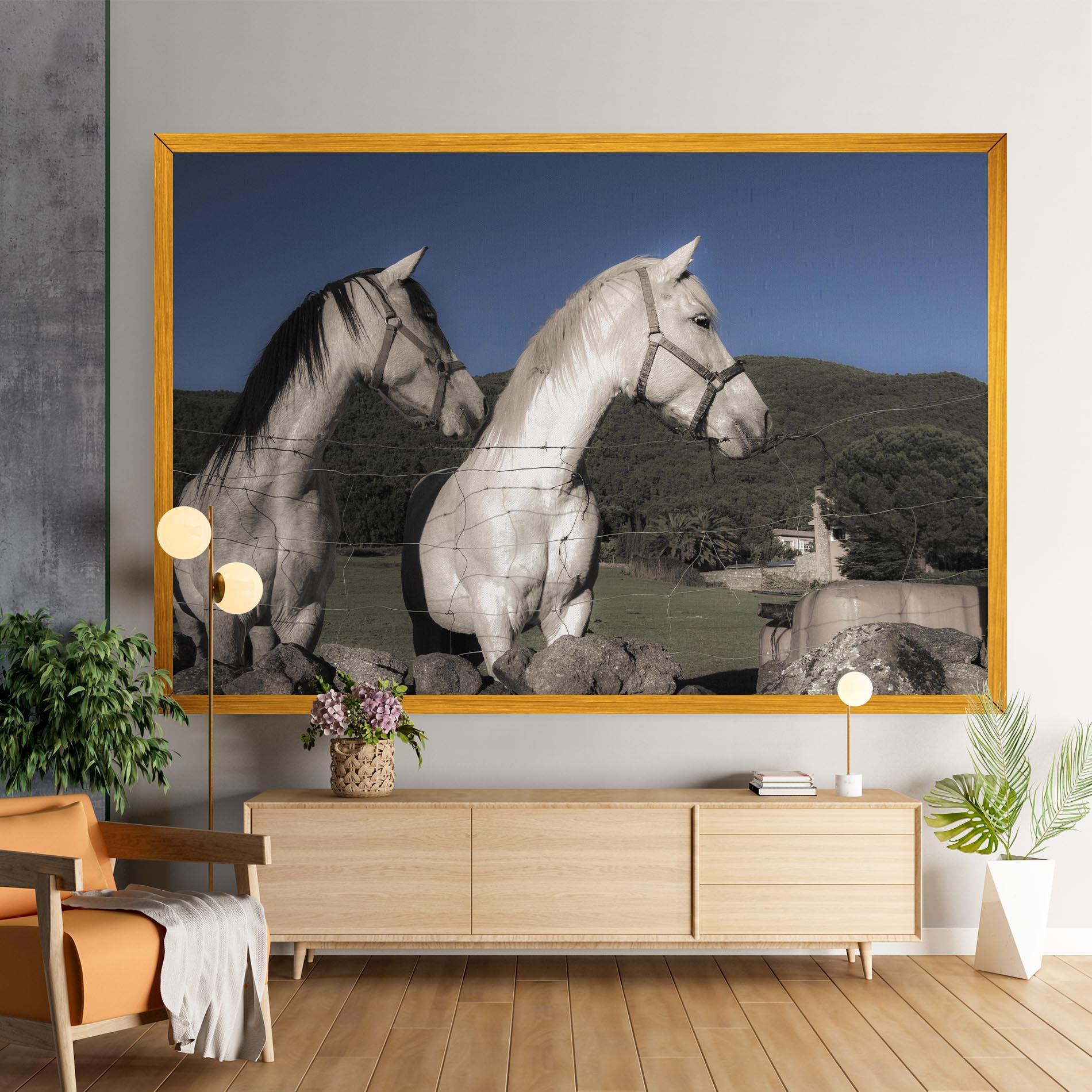 Tablou Canvas White Grey Horse mockup 9