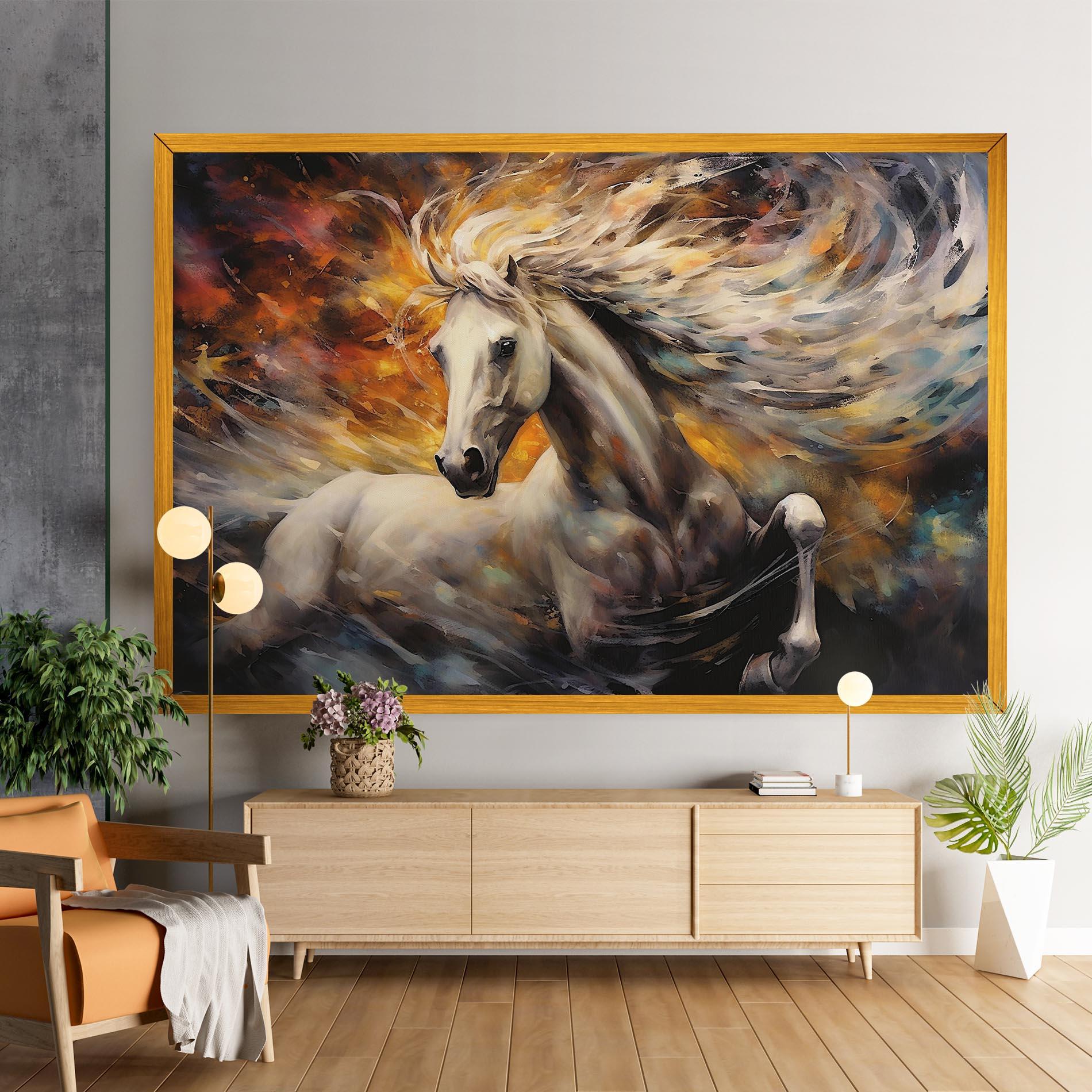 Tablou Canvas White Horse Painting mockup 9