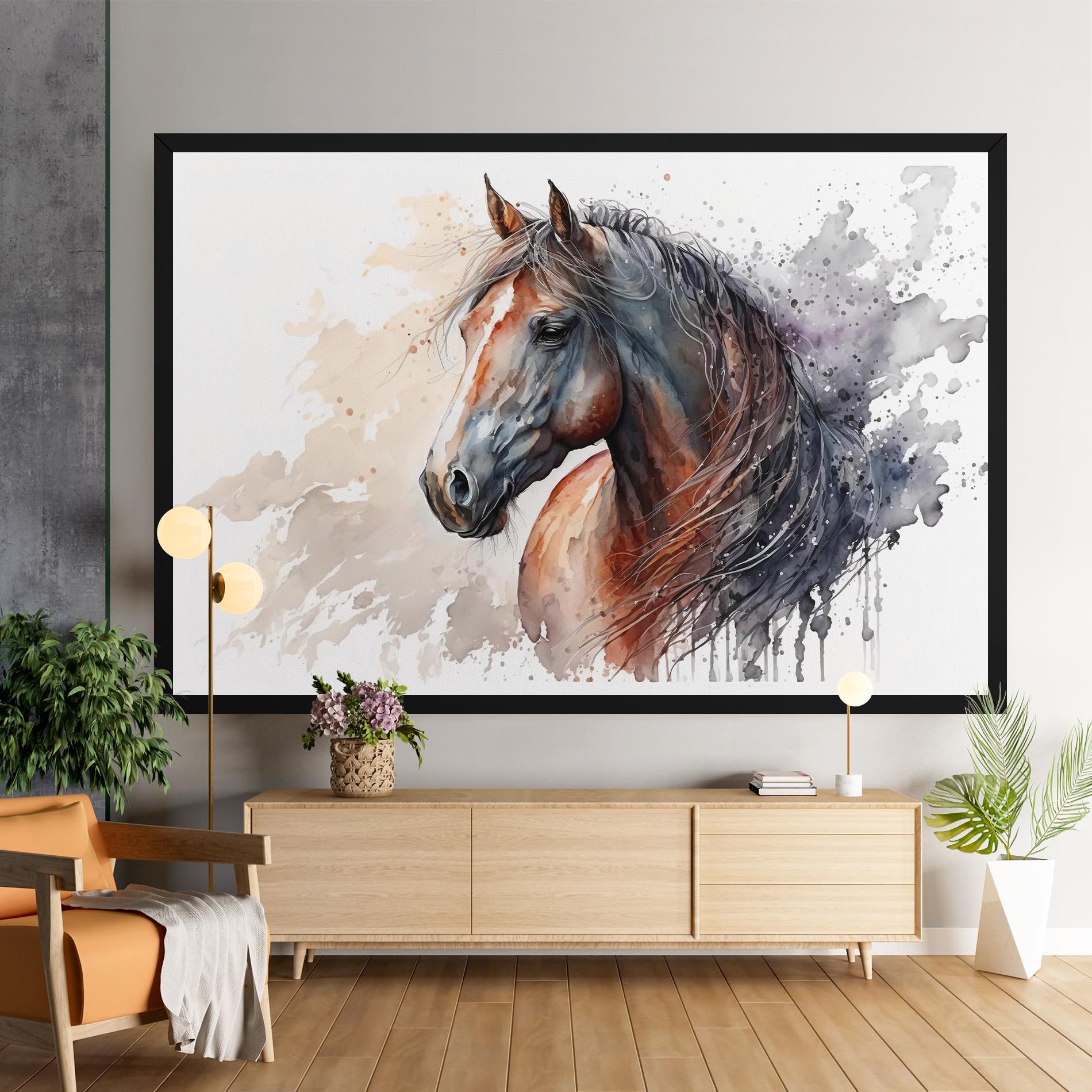 Black Brown Horse Painting mockup 9