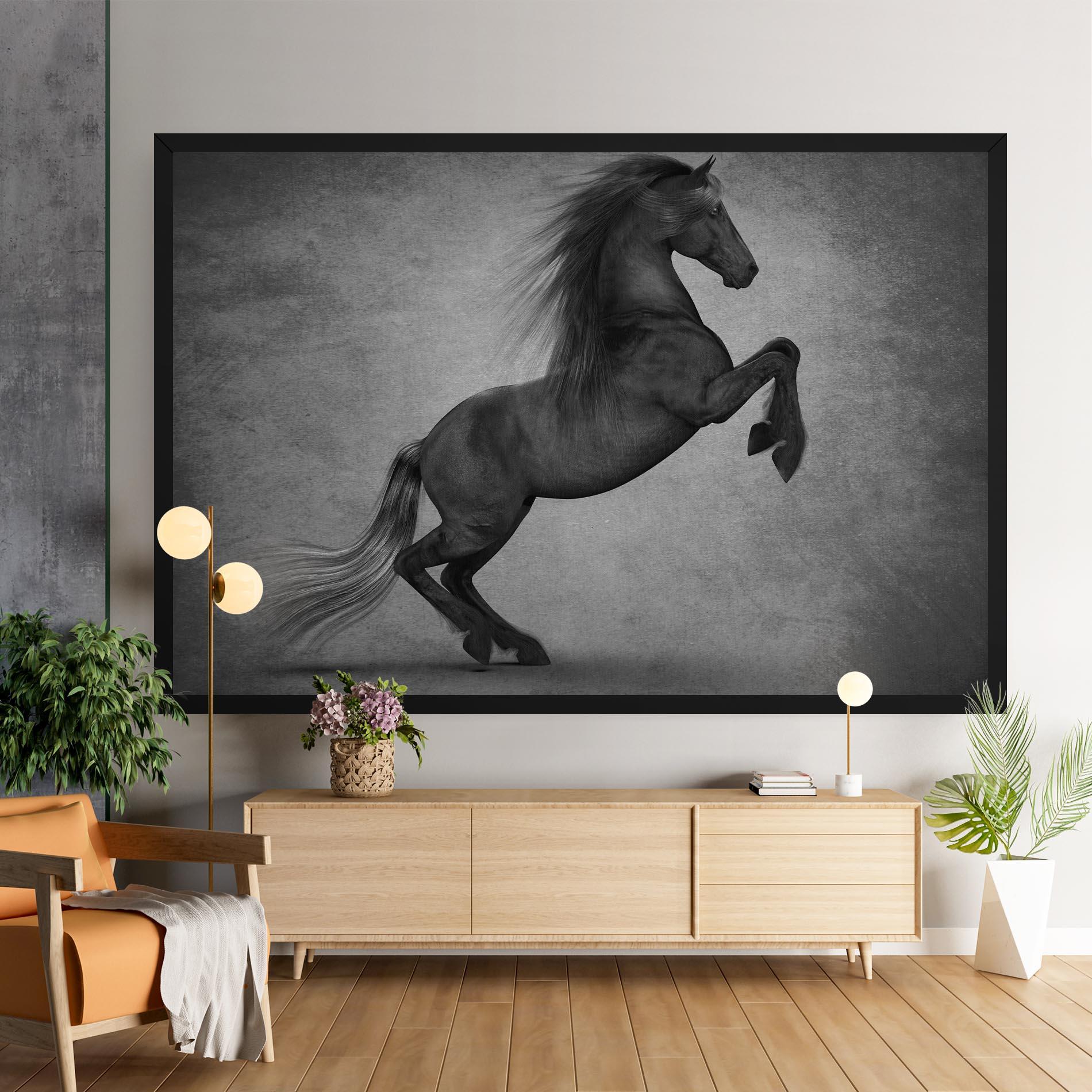 Tablou Canvas Black Horse Jumping mockup 9