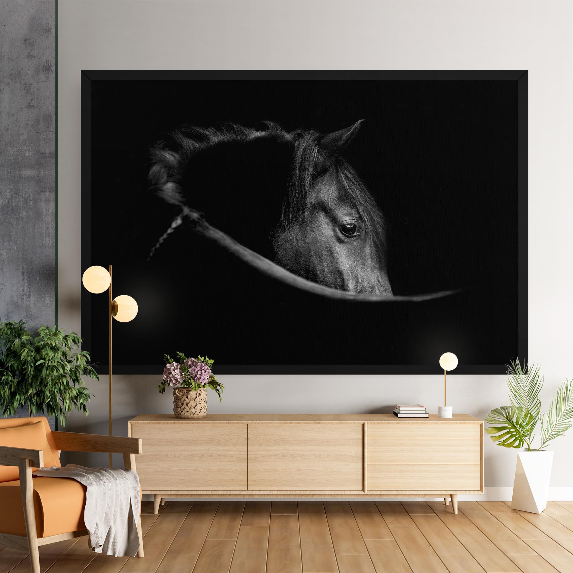 Tablou Canvas Black Horse Looking mockup 9