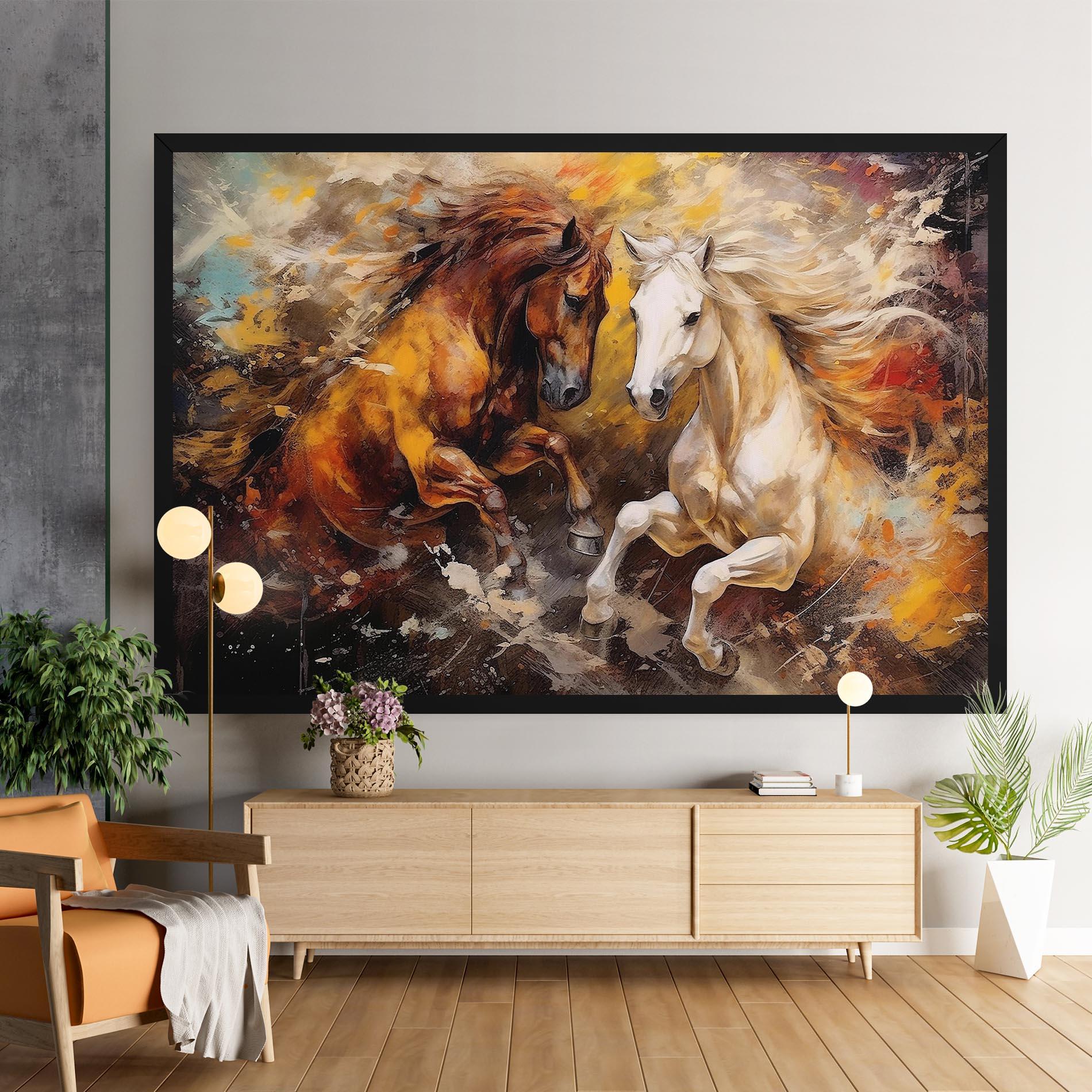Tablou Canvas Brown White Horses mockup 9