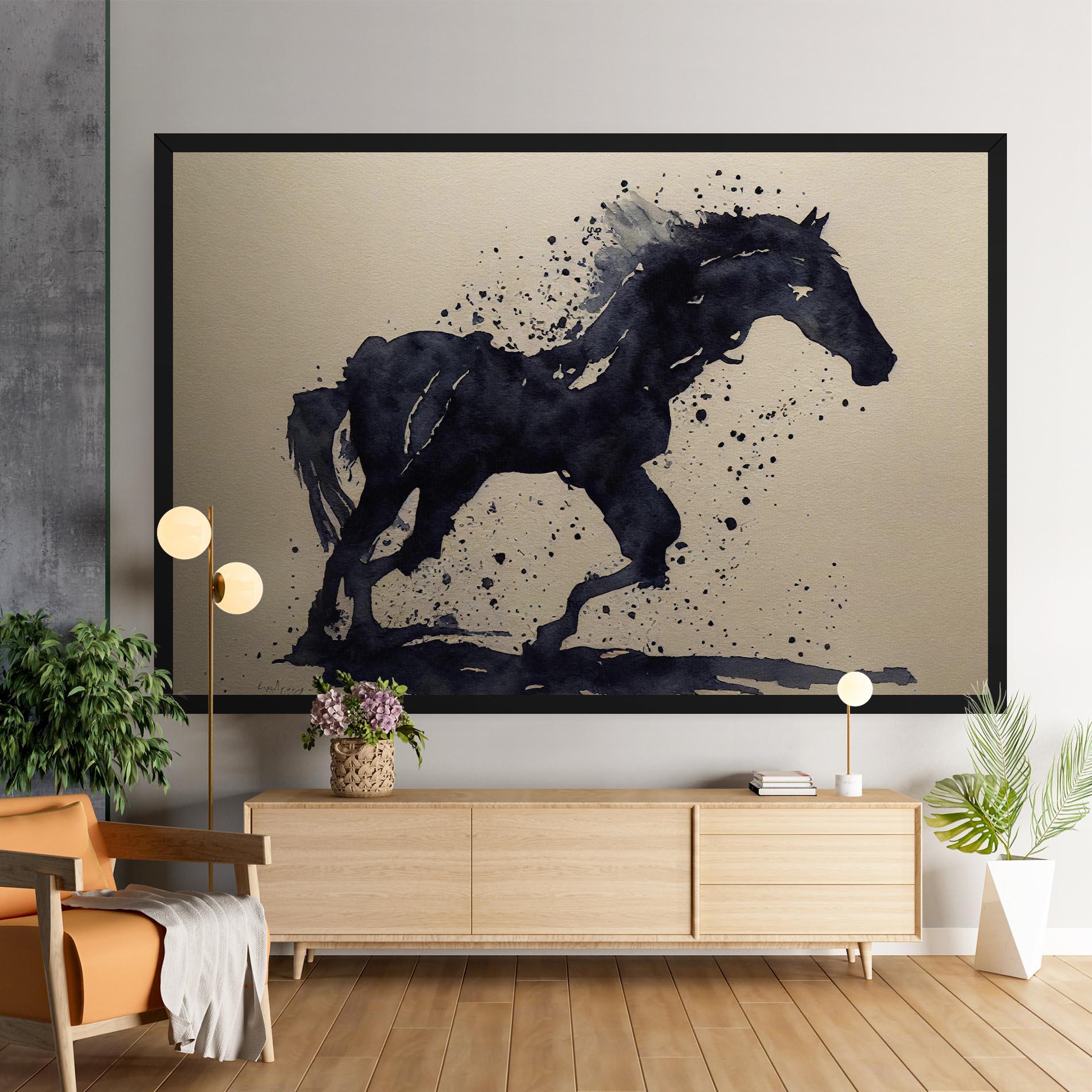 Tablou Canvas Watercolor Black Horse mockup 9