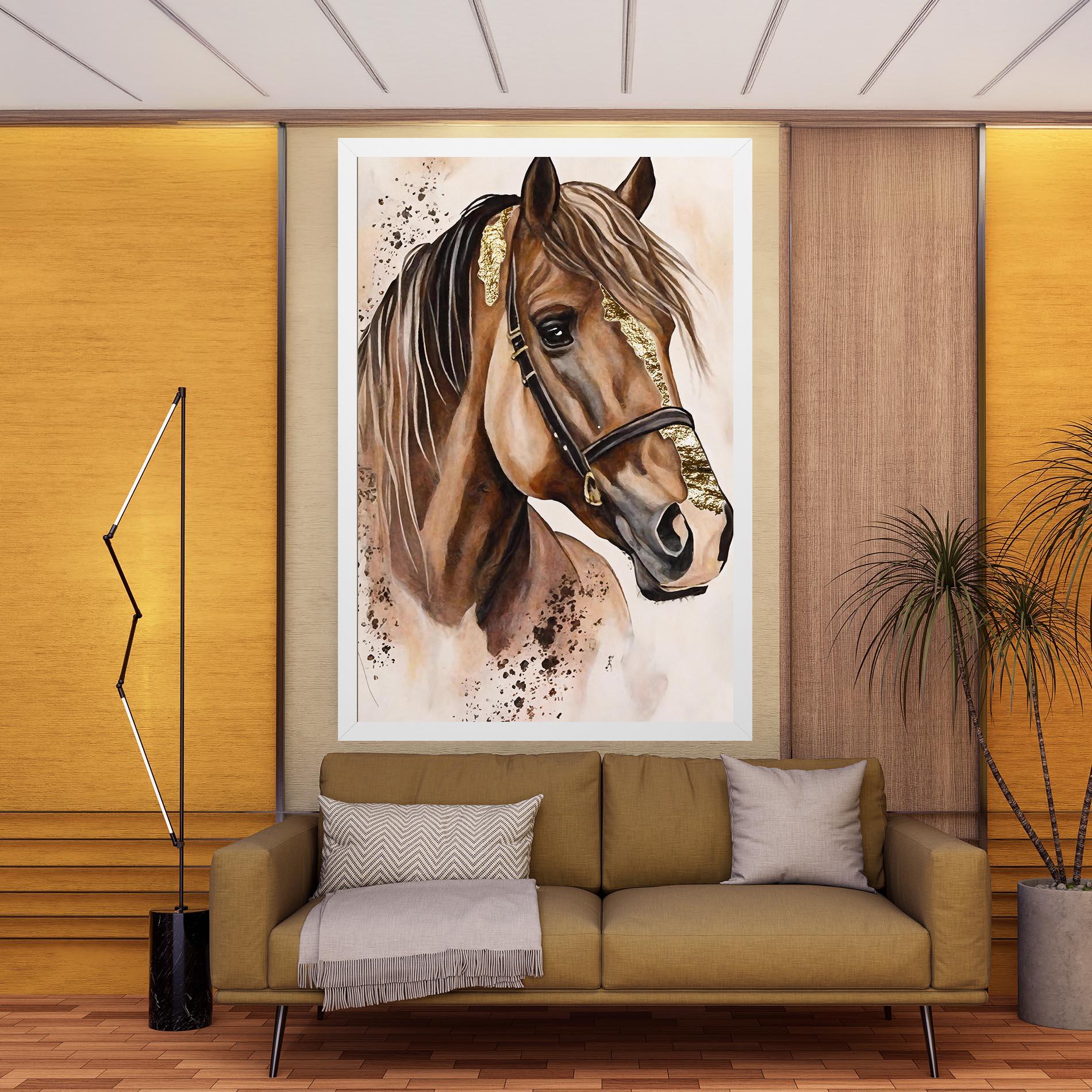 Tablou Canvas Gold Horse Painting mockup 9