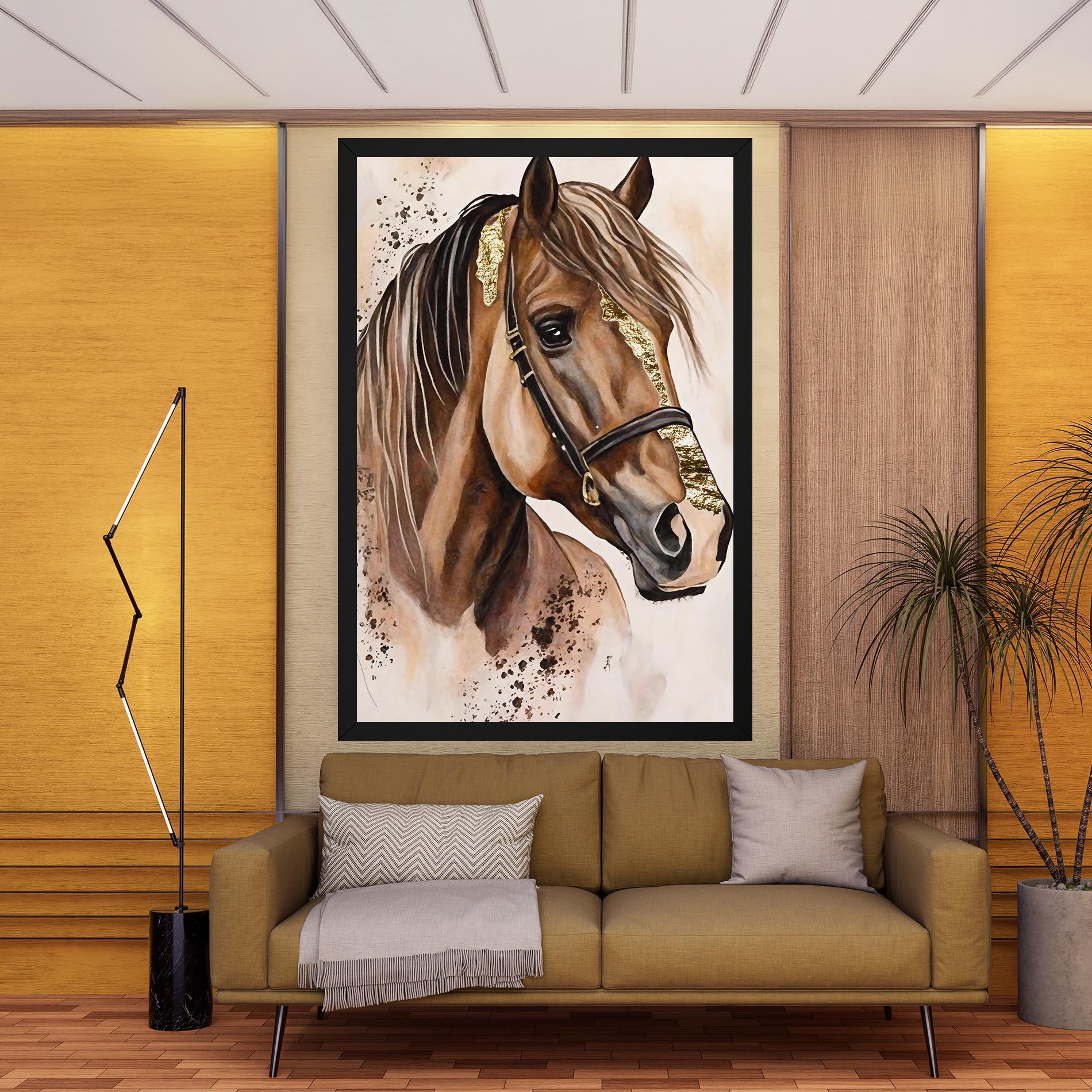 Tablou Canvas Gold Horse Painting mockup 9