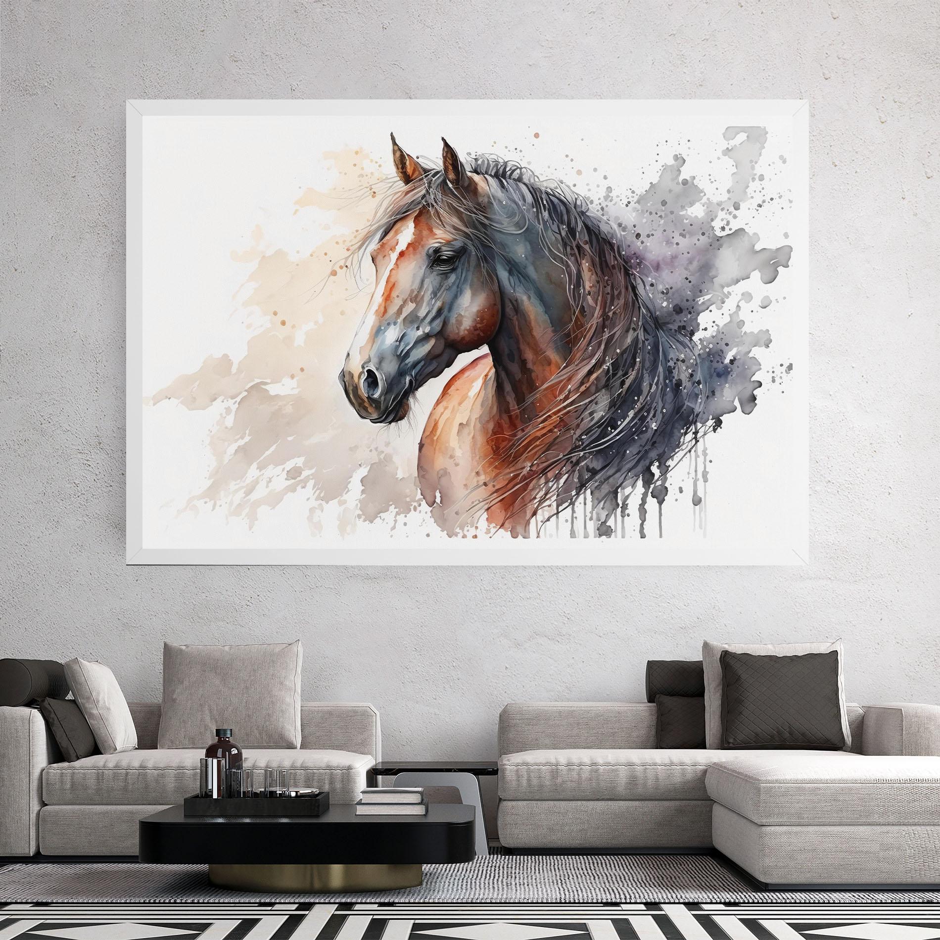 Tablou Canvas Black Brown Horse Painting mockup 2