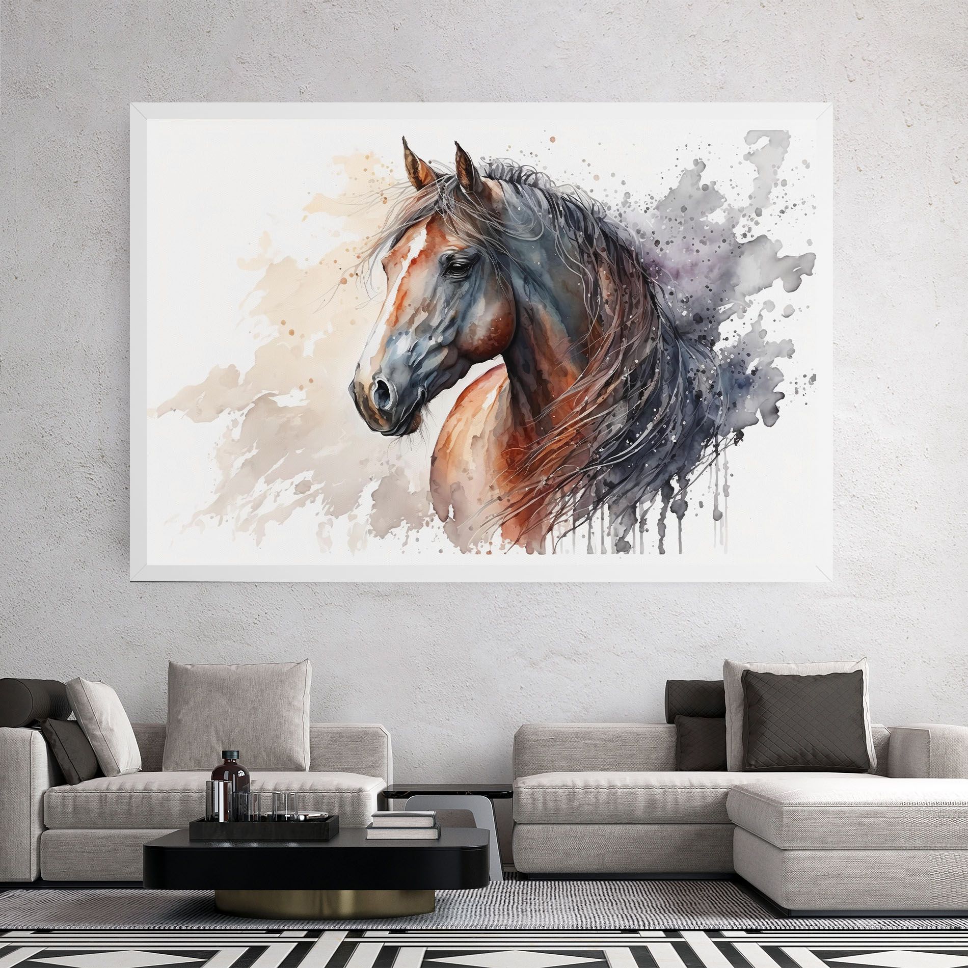 Black Brown Horse Painting mockup 2