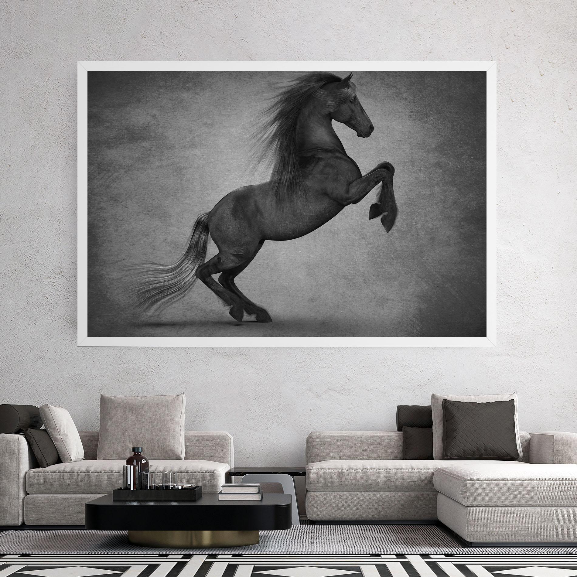 Tablou Canvas Black Horse Jumping mockup 2