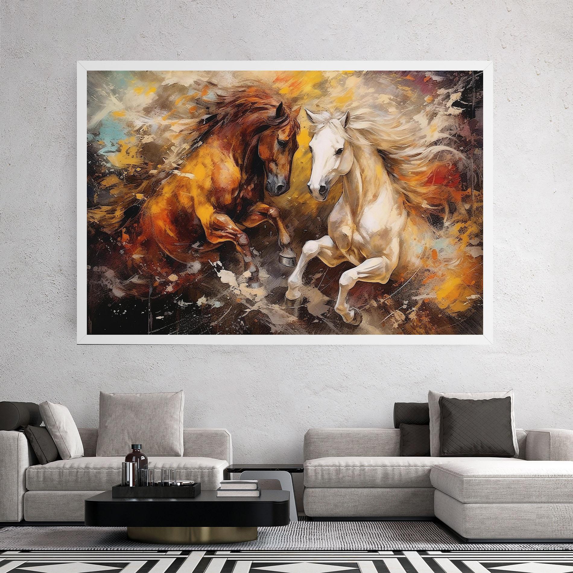 Tablou Canvas Brown White Horses mockup 2