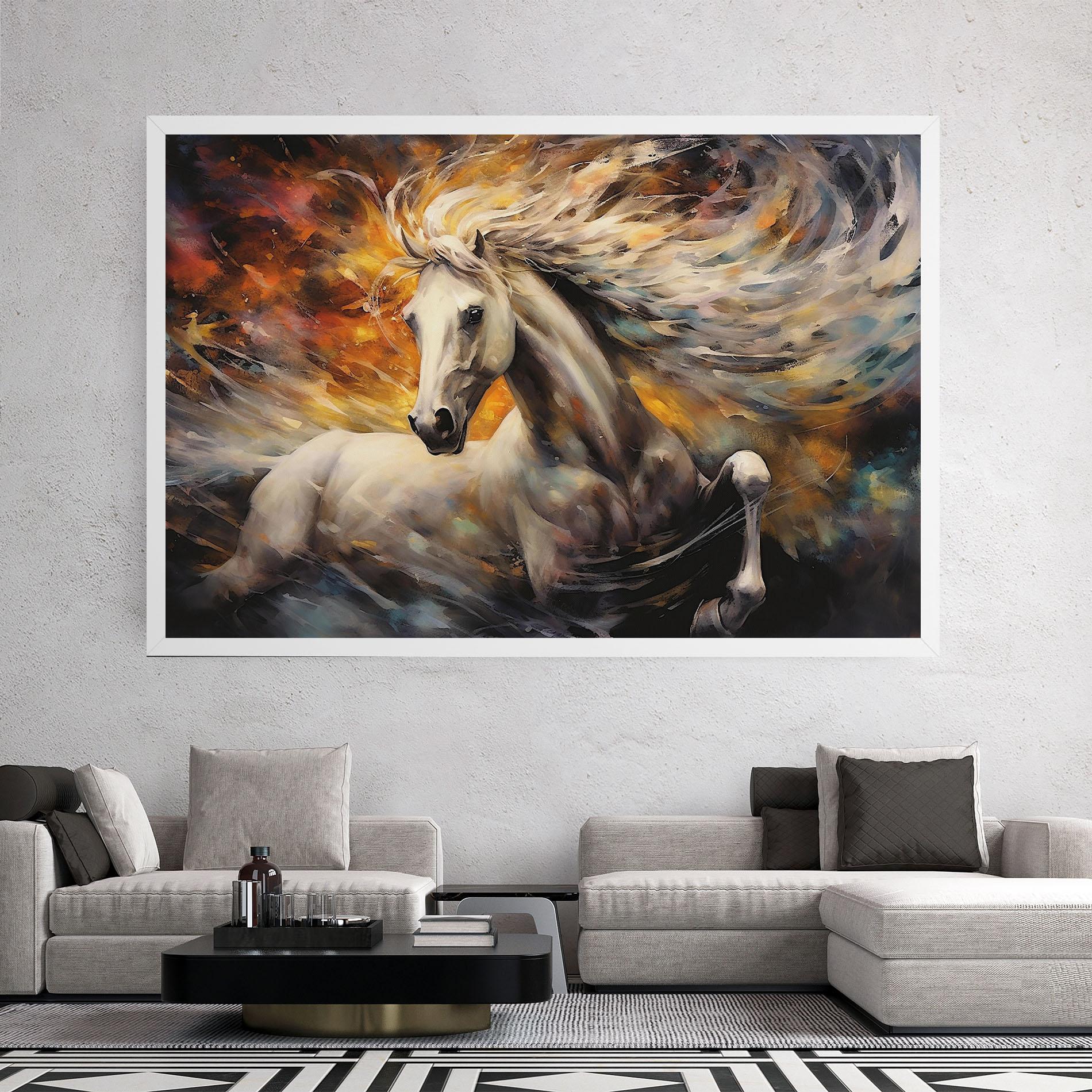 Tablou Canvas White Horse Painting mockup 2