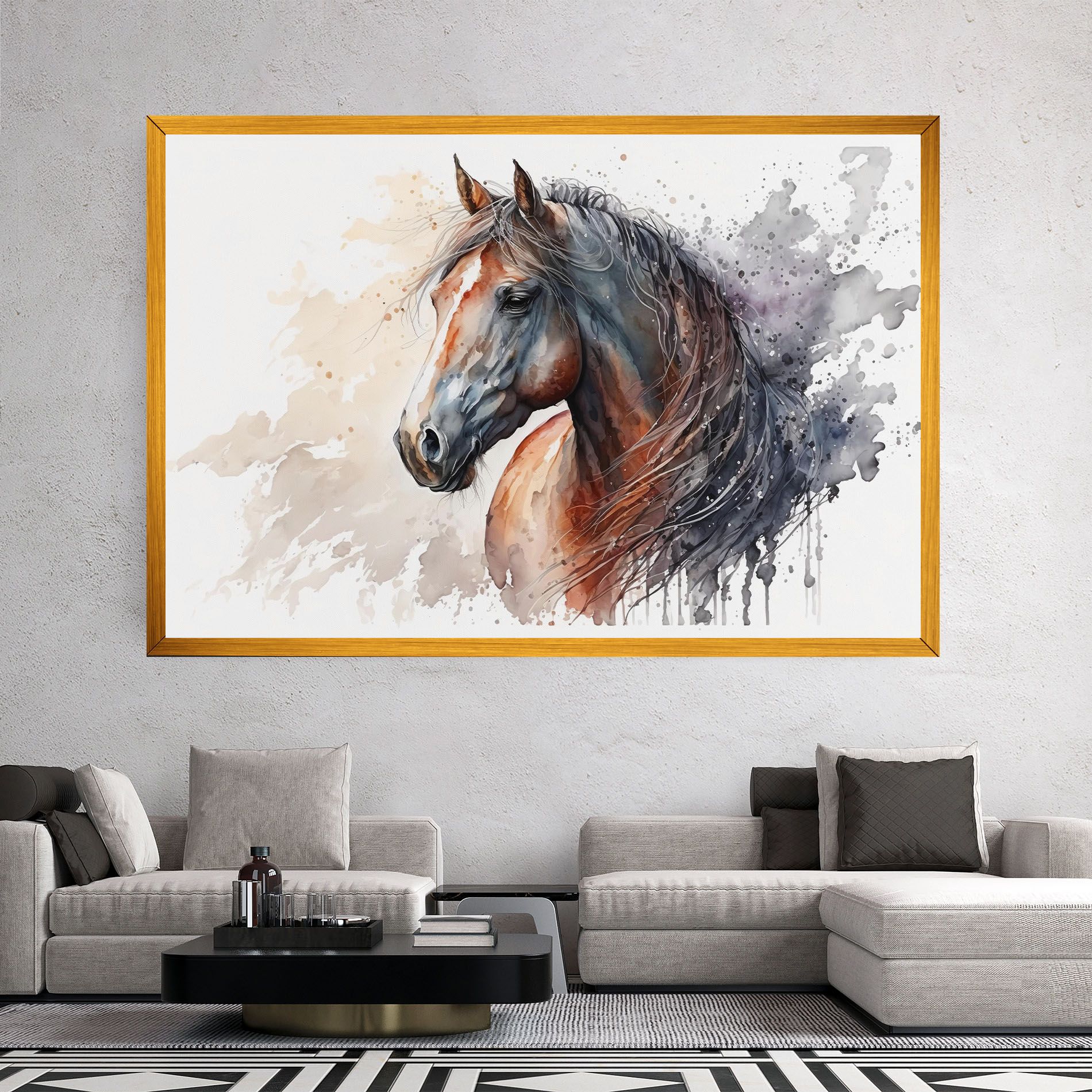 Black Brown Horse Painting mockup 2