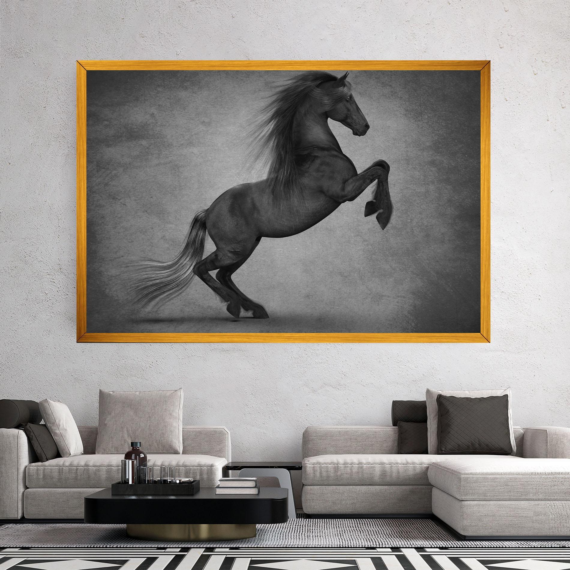 Tablou Canvas Black Horse Jumping mockup 2