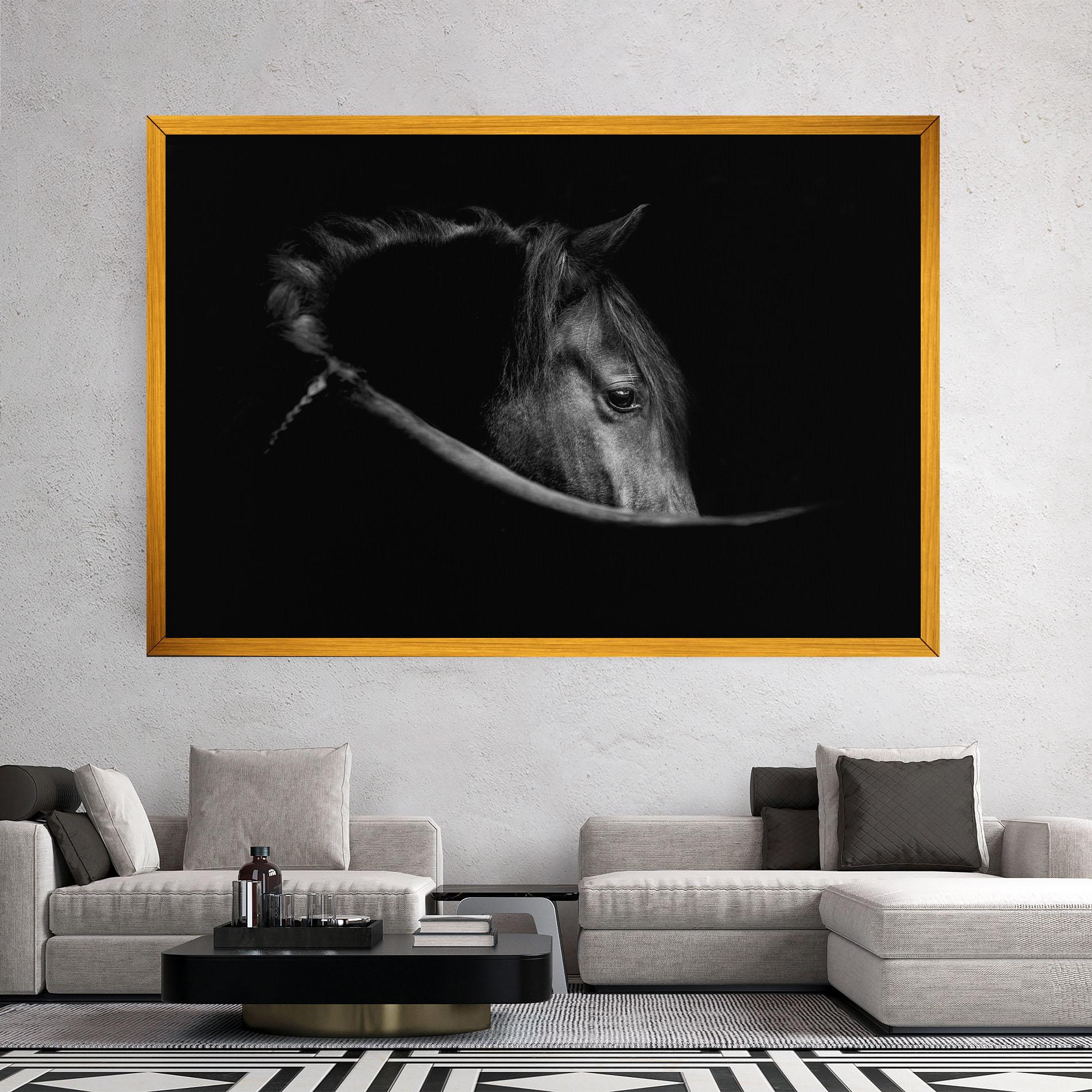 Tablou Canvas Black Horse Looking mockup 2