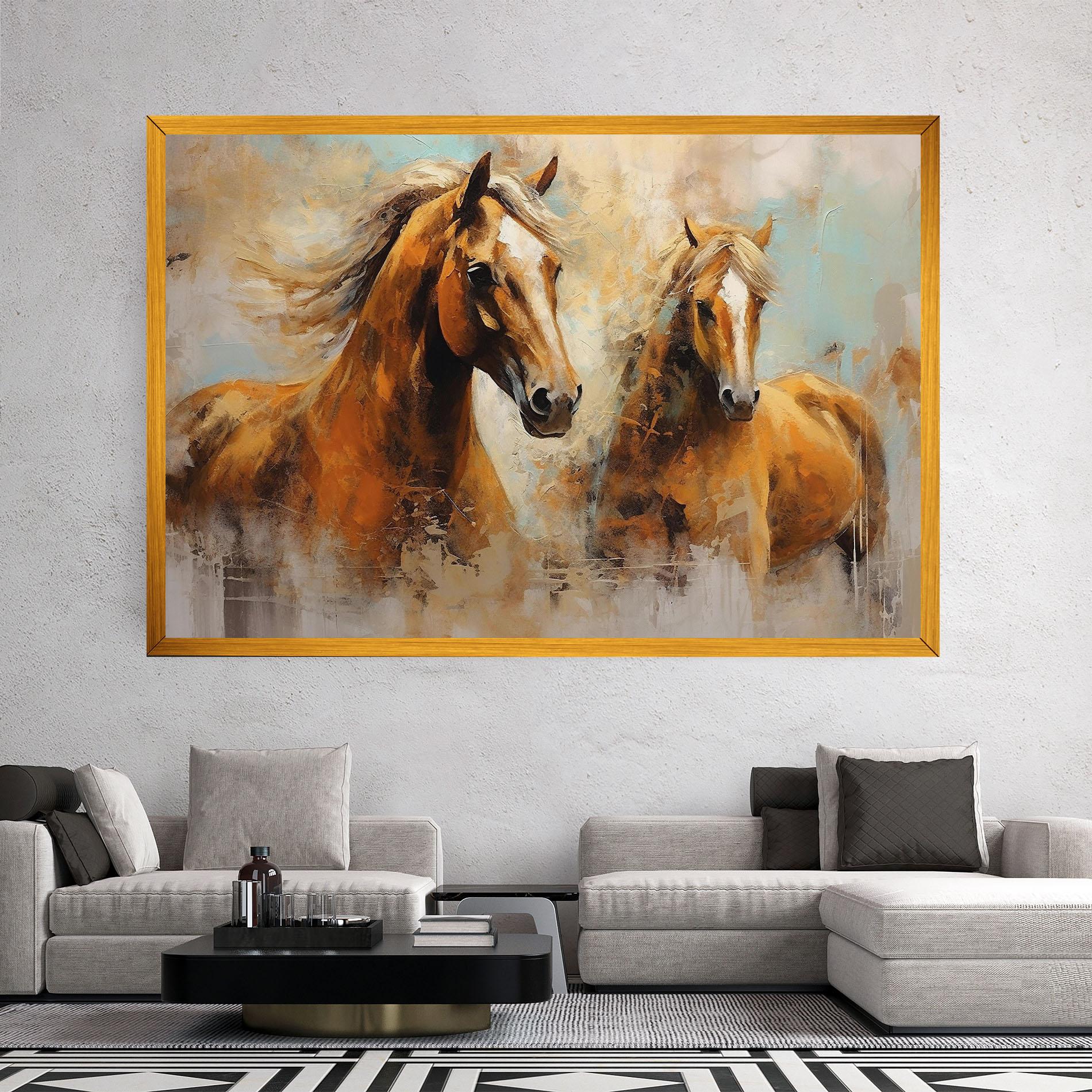 Tablou Canvas Brown Horses Staying mockup 2