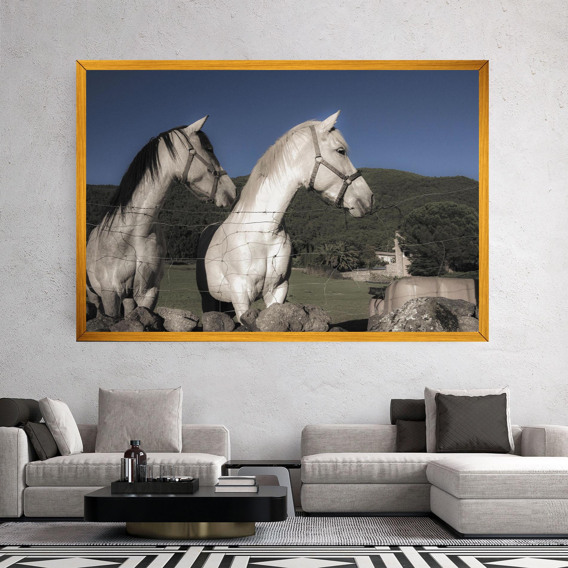 Tablou Canvas White Grey Horse mockup 2