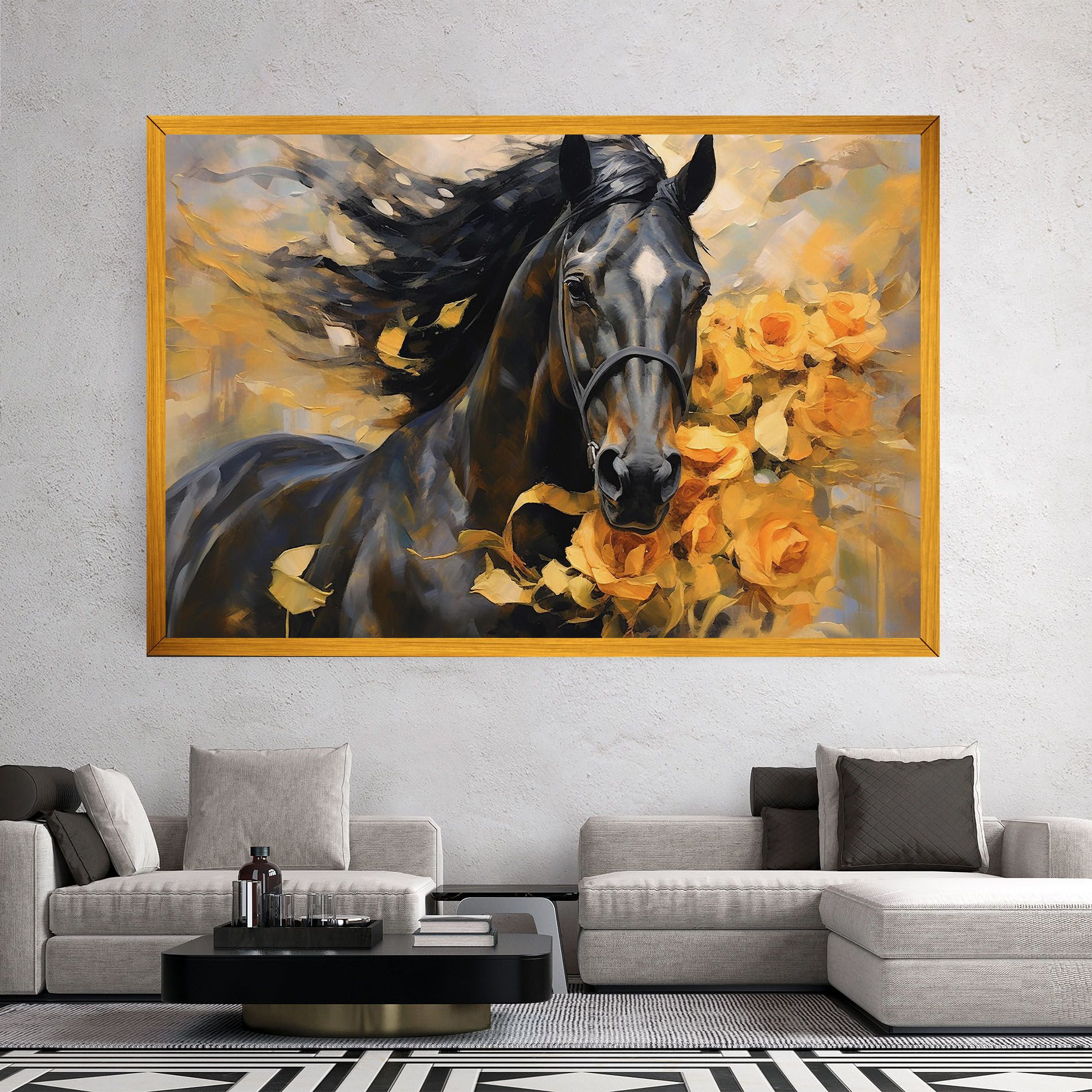 Yellow Roses Horse mockup 2