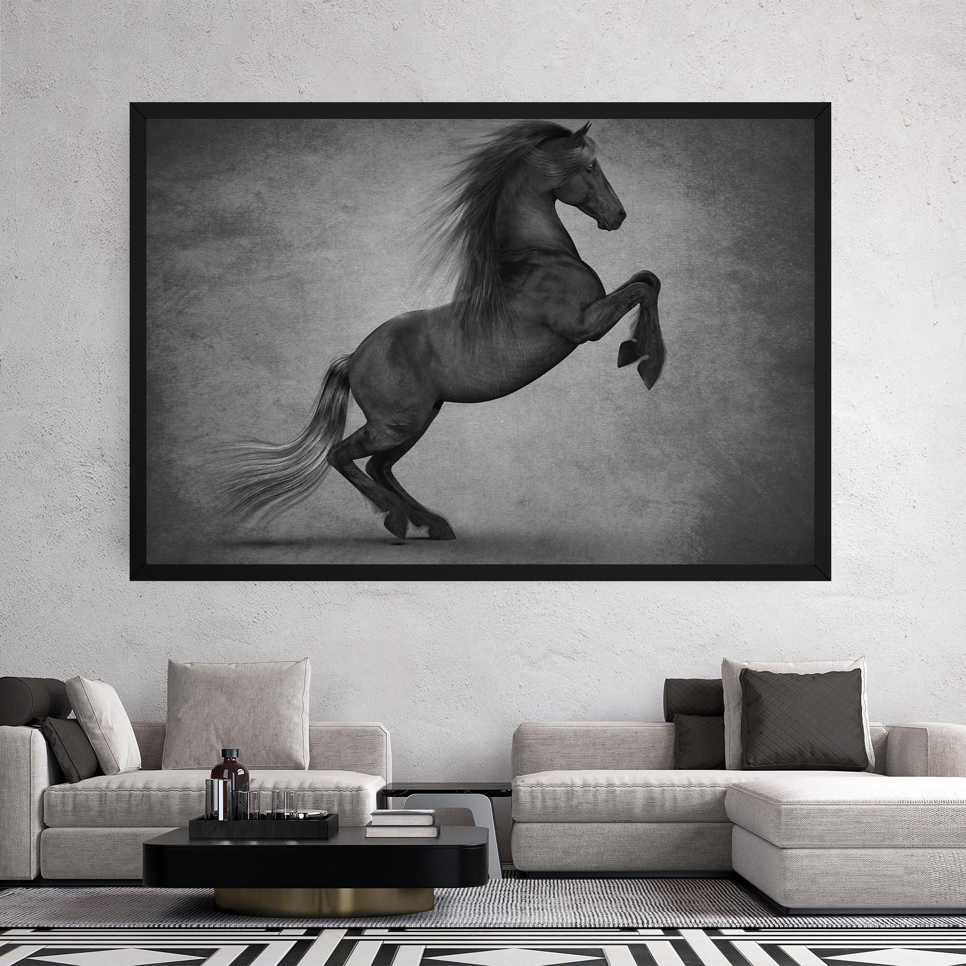 Tablou Canvas Black Horse Jumping mockup 2